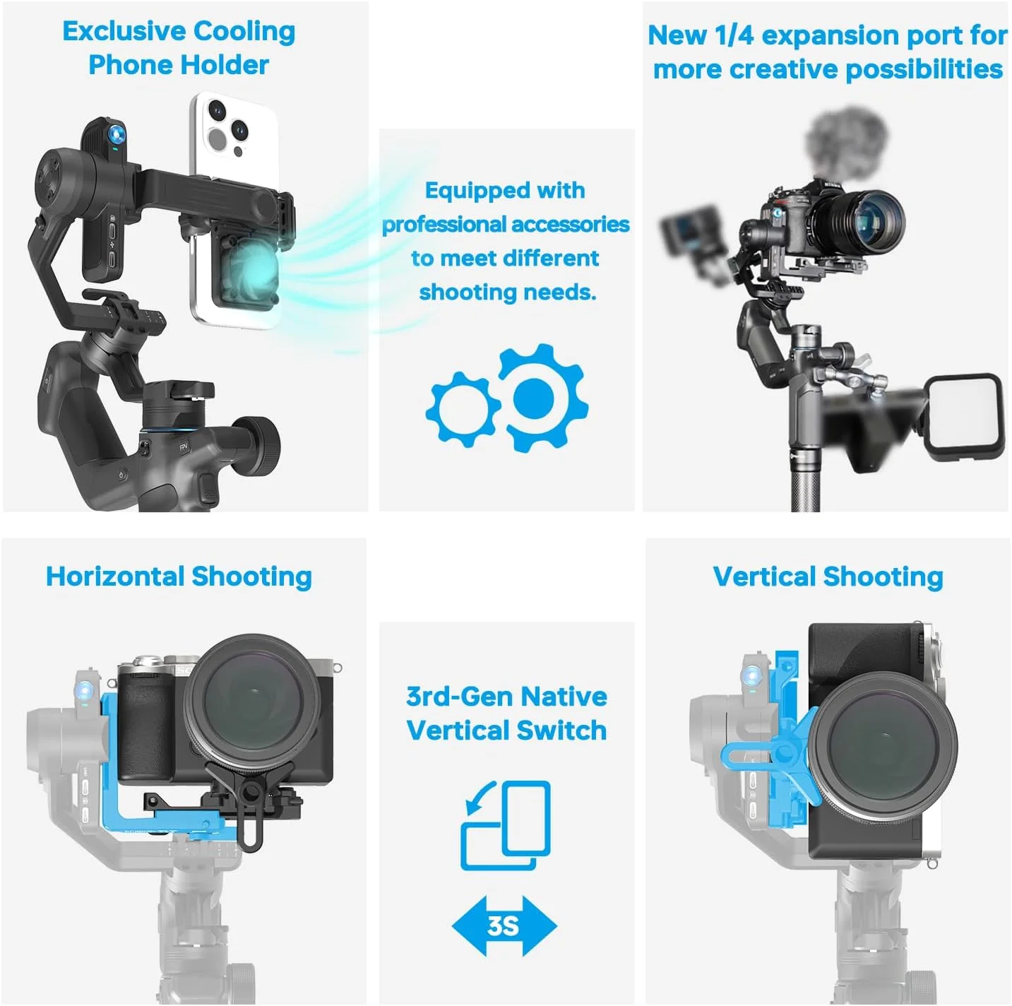 FeiyuTech SCORP Mini-3 PRO All in One 3-Axis Camera Stabilizer,Built-in 4.0 AI Track Handheld Gimbal,Detached Grip Handle with 12m Wireless Control,2KG Payload,1/4"Expansion Port,for Camera and Phone FeiyuTech SCORP Mini-3 PRO All in One 3-Axis Camera Stabilizer,Built-in 4.0 AI Track Handheld Gimbal,Detached Grip Handle with 12m Wireless Control,2KG Payload,1/4"Expansion Port,for Camera and Phone