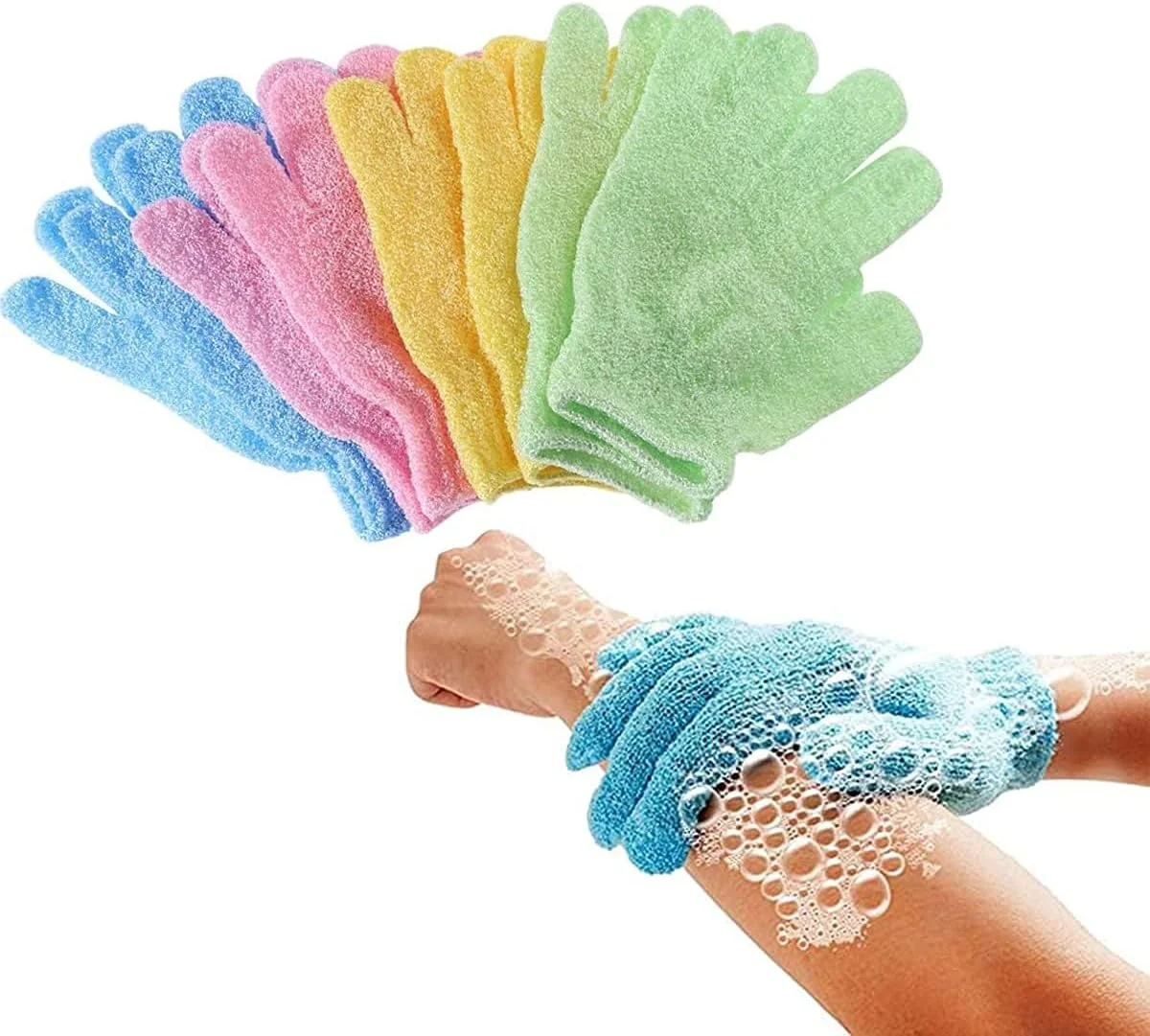 دستکش لایه بردار خزنه، دستکش حمام لایه بردار برای اسکراب بدن، 4 جفت دستکش لایه بردار خزنه، دستکش حمام لایه بردار برای اسکراب بدن، 4 جفت