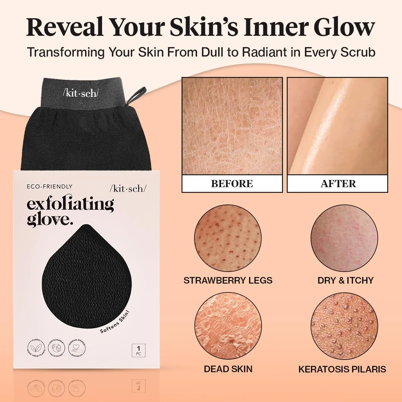 دستکش لایه بردار کیچ - دستکش لایه بردار کره ای و اسکرابر لایه بردار عمیق بدن برای حمام، اسکرابر لایه بردار بدن، از بین برنده پوست مرده، مراقبت از پوست برای پوست صاف و تجدید شده - 1 عدد، مشکی دستکش لایه بردار کیچ - دستکش لایه بردار کره ای و اسکرابر لایه بردار عمیق بدن برای حمام، اسکرابر لایه بردار بدن، از بین برنده پوست مرده، مراقبت از پوست برای پوست صاف و تجدید شده - 1 عدد، مشکی