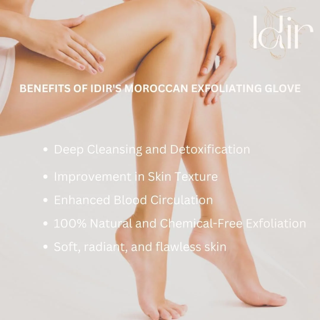 دستکش لایه بردار اورجینال IDIR - بهترین اسکرابر بدن برای پوست صاف - لیف مراکشی ملایم - دستکش لایه بردار که پوست مرده و کراتوز پیلاریس را از بین می برد - کسا بهترین پاک کننده پوست مرده.