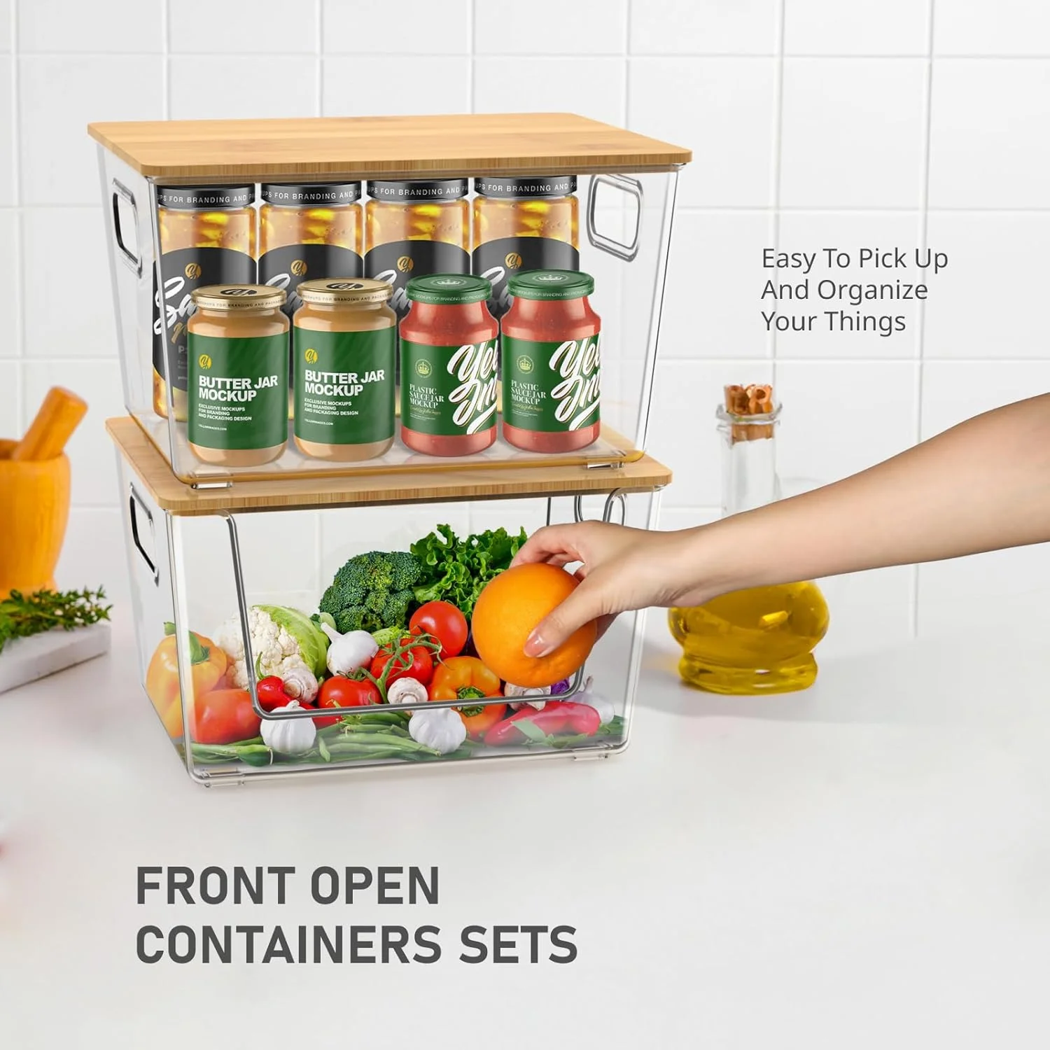 بسته 2 عددی جعبه نگهداری و نظم دهنده مواد غذایی IDEATECH، جعبه نگهداری روی کابینت آشپزخانه برای پیاز، سیب زمینی، سبزیجات، سطل های شفاف قابل چیدن برای انبار، قفسه، کابینت آشپزخانه، نظم دهنده حمام (2 عدد) بسته 2 عددی جعبه نگهداری و نظم دهنده مواد غذایی IDEATECH، جعبه نگهداری روی کابینت آشپزخانه برای پیاز، سیب زمینی، سبزیجات، سطل های شفاف قابل چیدن برای انبار، قفسه، کابینت آشپزخانه، نظم دهنده حمام (2 عدد)