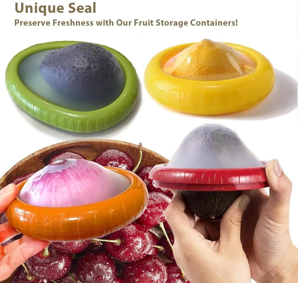 Iosjeude Avocado Saver and Tomato Holder - Set of 4 Reusable Storage Containers for Fridge - Ideal for Apples, Garlic, Onions, Lemons, and Potatoes, sgbxh04 Iosjeude Avocado Saver and Tomato Holder - Set of 4 Reusable Storage Containers for Fridge - Ideal for Apples, Garlic, Onions, Lemons, and Potatoes, sgbxh04