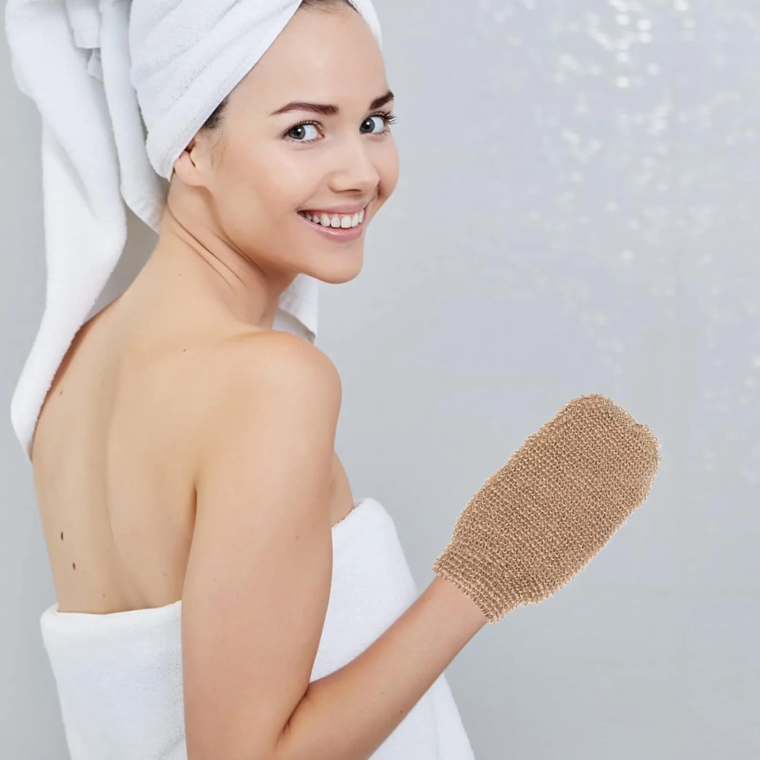 HEALLILY 2 عدد بند لیف پشت برای دوش گرفتن، برس لایه بردار بدن، لیف، دستکش حمام، لوازم جانبی حمام برای دوش گرفتن آقایان