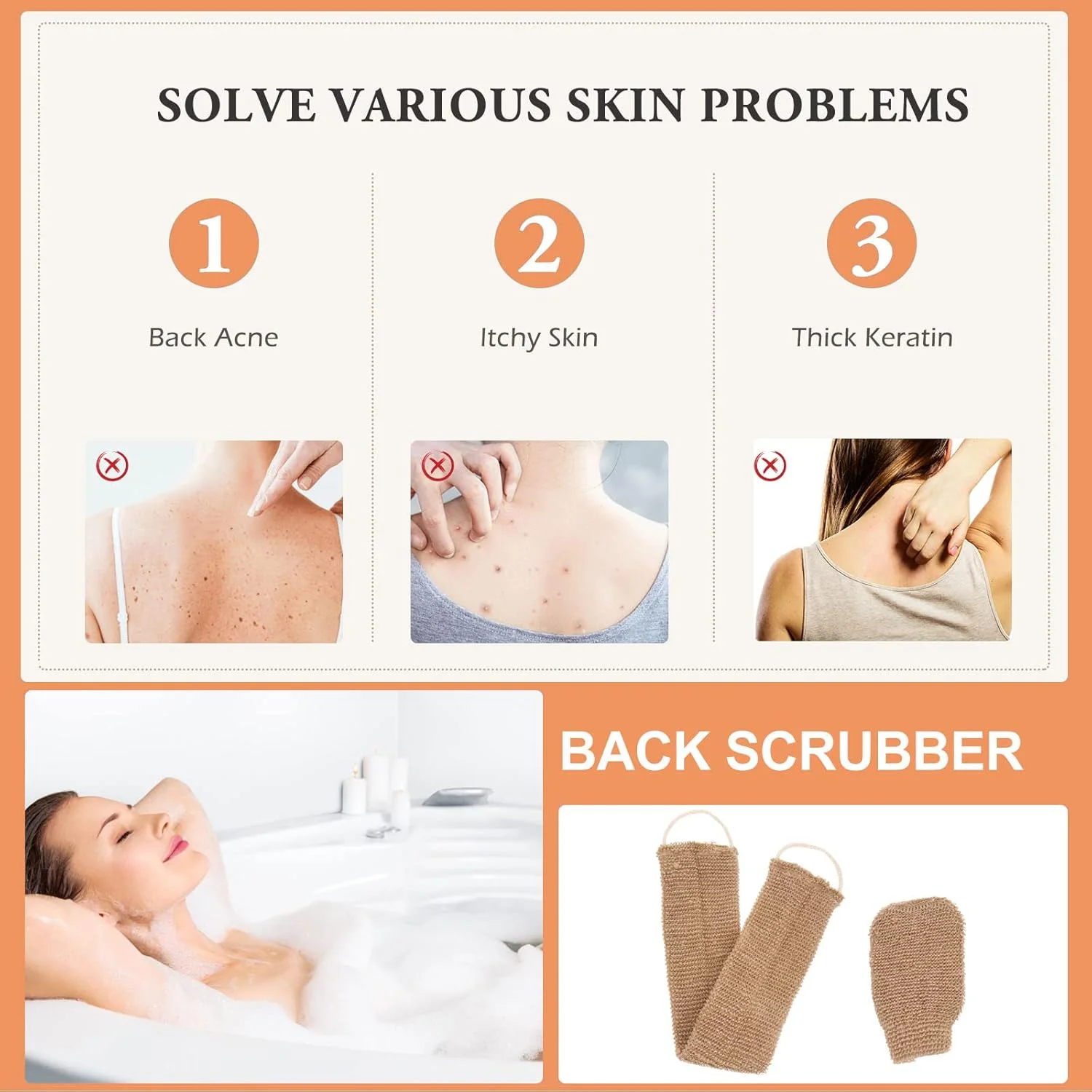 HEALLILY 2 عدد بند لیف پشت برای دوش گرفتن، برس لایه بردار بدن، لیف، دستکش حمام، لوازم جانبی حمام برای دوش گرفتن آقایان