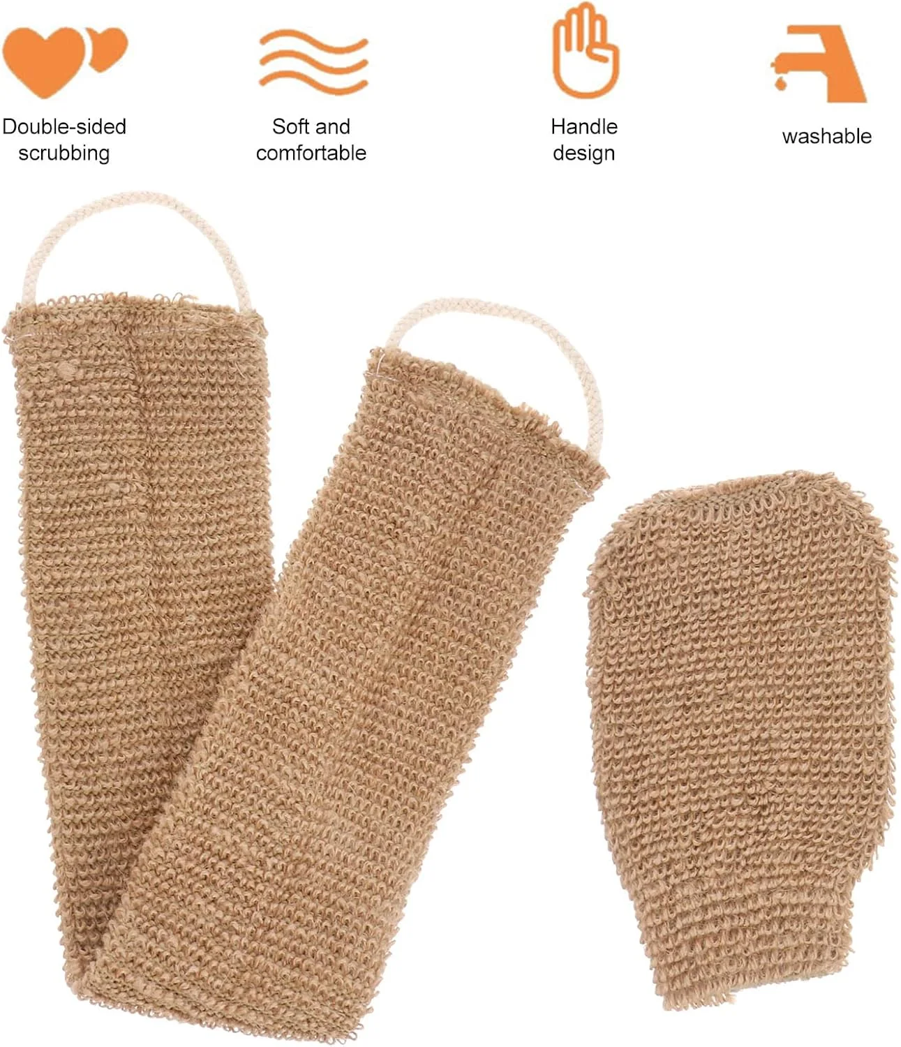 HEALLILY 2 عدد بند لیف پشت برای دوش گرفتن، برس لایه بردار بدن، لیف، دستکش حمام، لوازم جانبی حمام برای دوش گرفتن آقایان