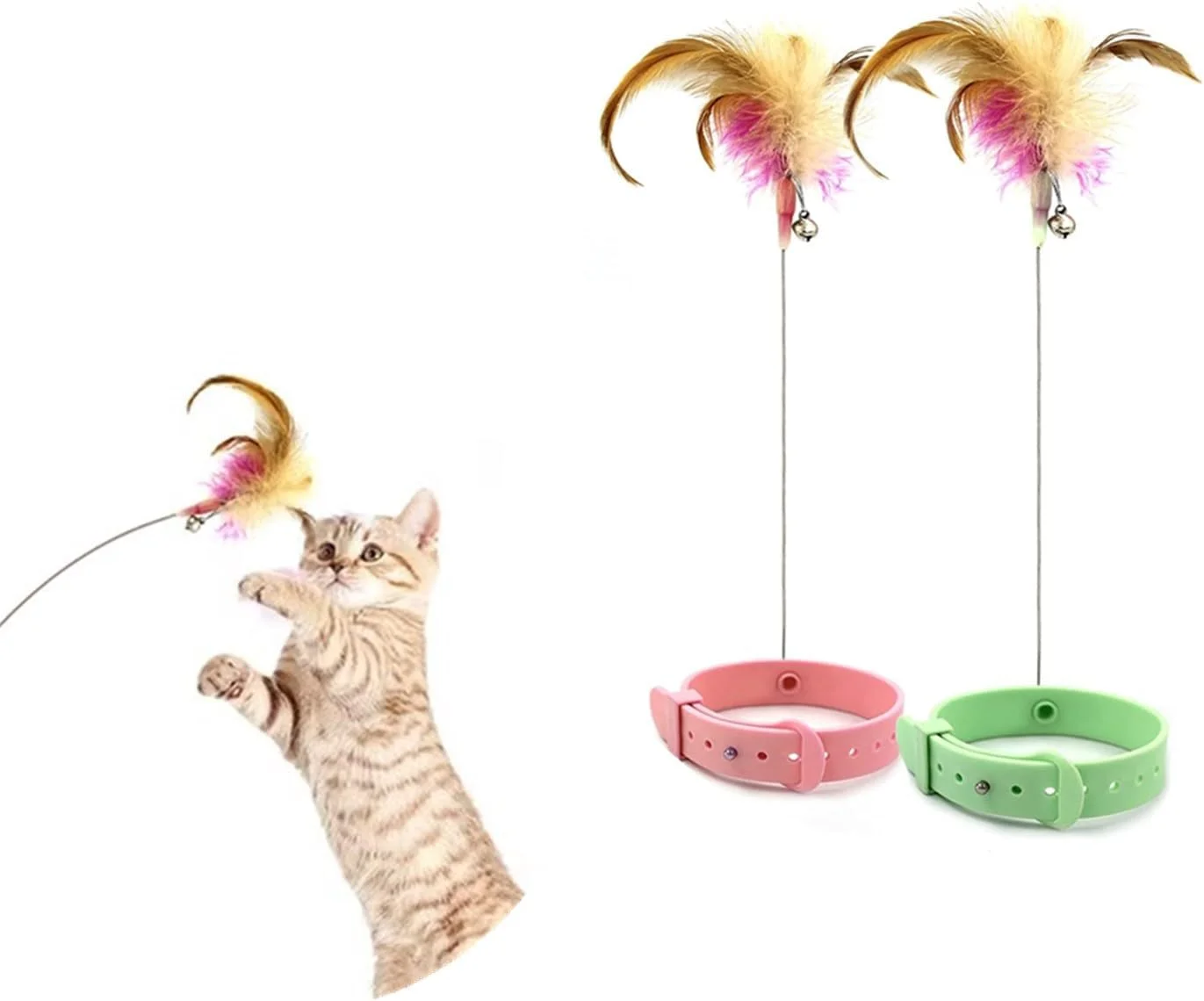 اسباب بازی پر دار گربه زلیا 2 عددی، اسباب بازی تعاملی یقه ای با پر و زنگوله، هدیه اسباب بازی داخلی برای گربه ها برای کاهش تنهایی آنها، اسباب بازی ایده آل برای یک یا چند گربه به طور همزمان (صورتی سبز) اسباب بازی پر دار گربه زلیا 2 عددی، اسباب بازی تعاملی یقه ای با پر و زنگوله، هدیه اسباب بازی داخلی برای گربه ها برای کاهش تنهایی آنها، اسباب بازی ایده آل برای یک یا چند گربه به طور همزمان (صورتی سبز)