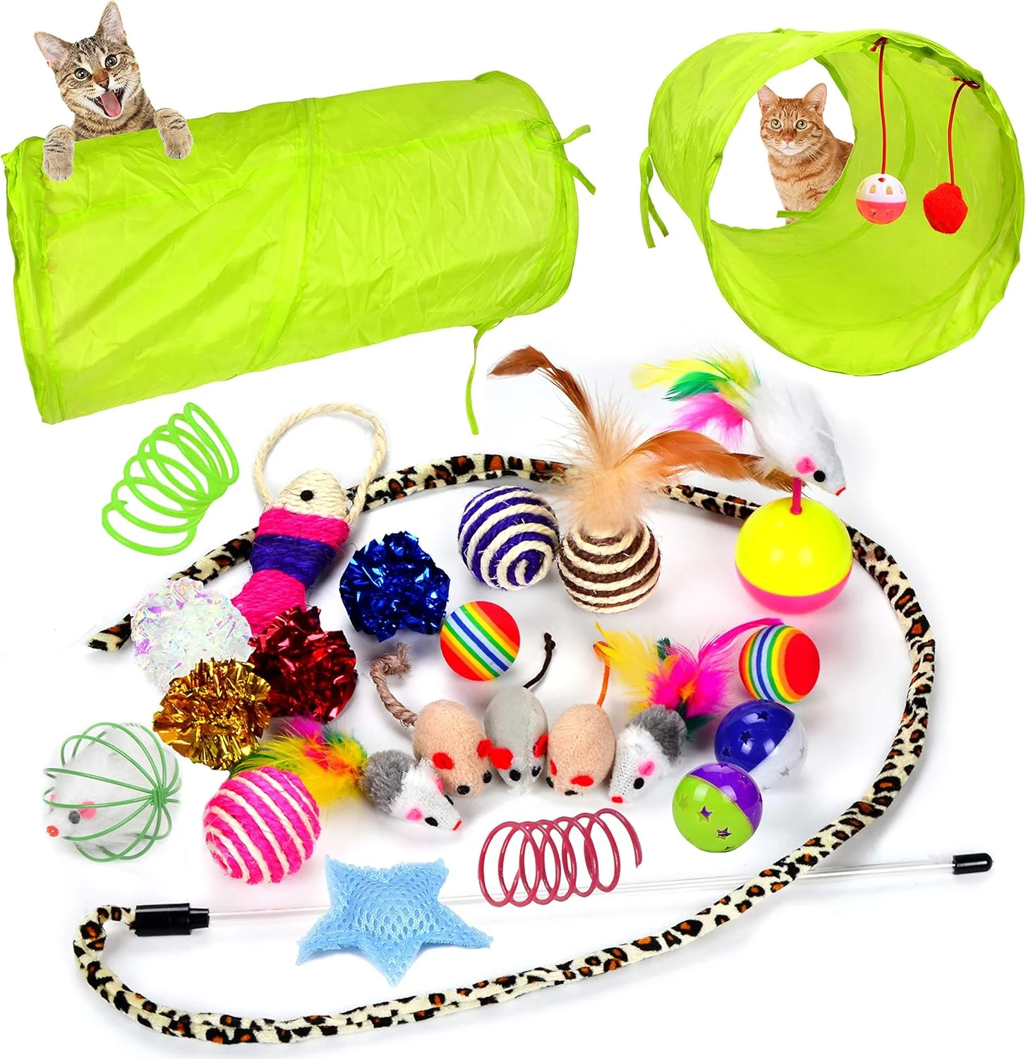 Youngever 24 Cat Toys Kitten Toys Assortments, 2 Way Tunnel, Cat Feather Teaser - Wand Interactive Feather Toy Fluffy Mouse, Crinkle Balls for Cat, Puppy, Kitty, Kitten Youngever 24 Cat Toys Kitten Toys Assortments, 2 Way Tunnel, Cat Feather Teaser - Wand Interactive Feather Toy Fluffy Mouse, Crinkle Balls for Cat, Puppy, Kitty, Kitten