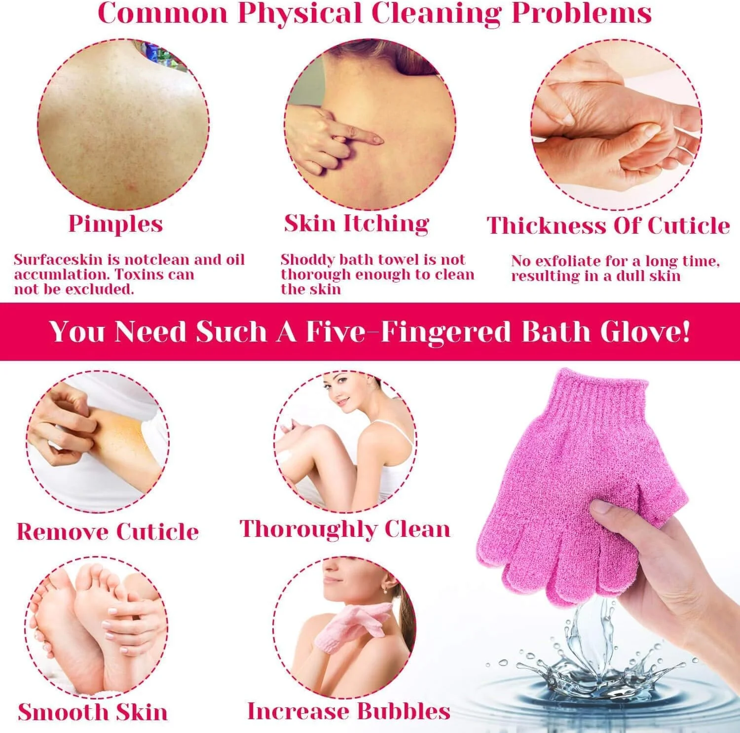 دستکش لایه بردار - دستکش اسکراب ممتاز برای دوش، اسپا، ماساژ و اسکراب بدن - لوازم جانبی لایه برداری اسپا برای آقایان و بانوان