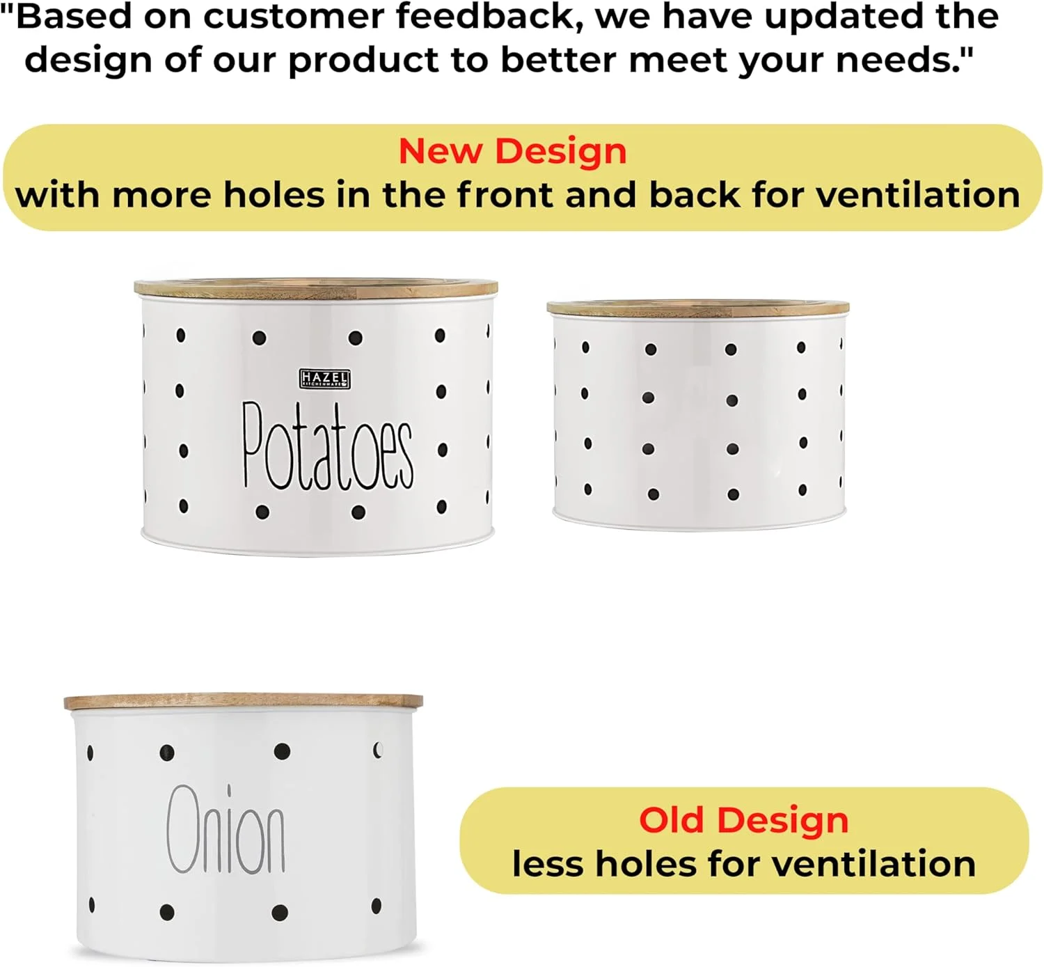 ظروف نگهداری سیر و سیب زمینی HAZEL | ظروف نگهداری سیب زمینی و سیر، ست 2 عددی