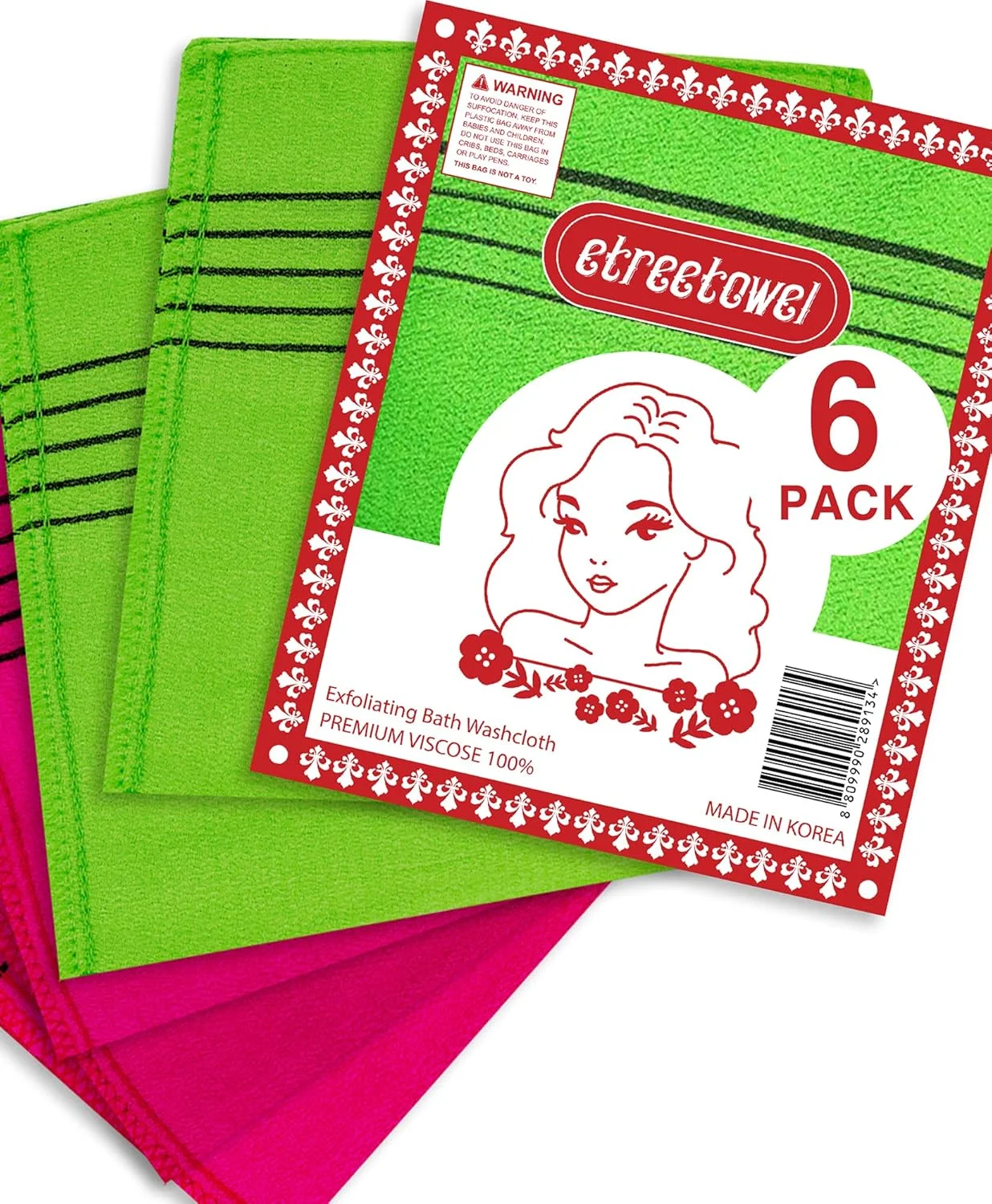 لیف حمام لایه بردار بدن etreetowel، ساخته شده از ویسکوز ابریشمی ممتاز، مناسب برای استفاده در حمام و اسکراب بدن (6 عددی) لیف حمام لایه بردار بدن etreetowel، ساخته شده از ویسکوز ابریشمی ممتاز، مناسب برای استفاده در حمام و اسکراب بدن (6 عددی)