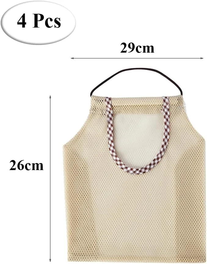 4 Pcs Hanging Storage Mesh Bags Pulling resistance Storage Tote Bags Mesh Grocery Bags for Garlics, Potatoes, Onions