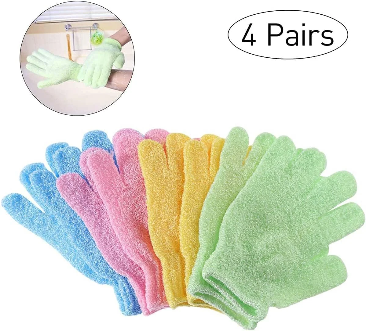 دستکش لایه بردار بدن ELECDON، مناسب برای اسکراب بدن، لایه برداری، ماساژ اسپا، از بین بردن سلول های مرده پوست، 4 جفت