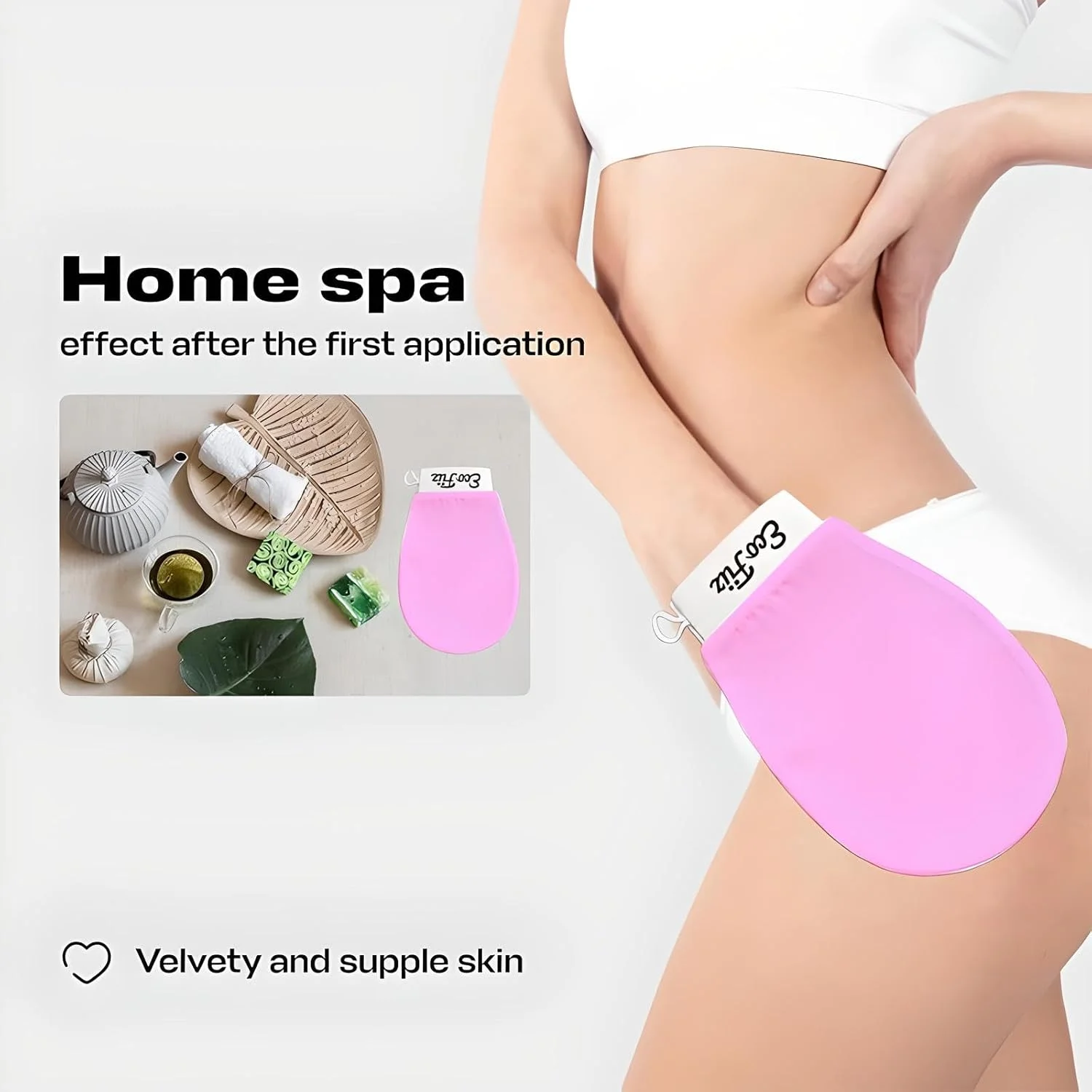 دستکش لایه بردار کره ای EcoFiiz - دستکش لوفا اسکراب عمیق بدن برای از بین بردن پوست مرده، حمام و حمام مغربی - دستکش اسپا مراکشی Kessa برای مردان و زنان "صورتی"