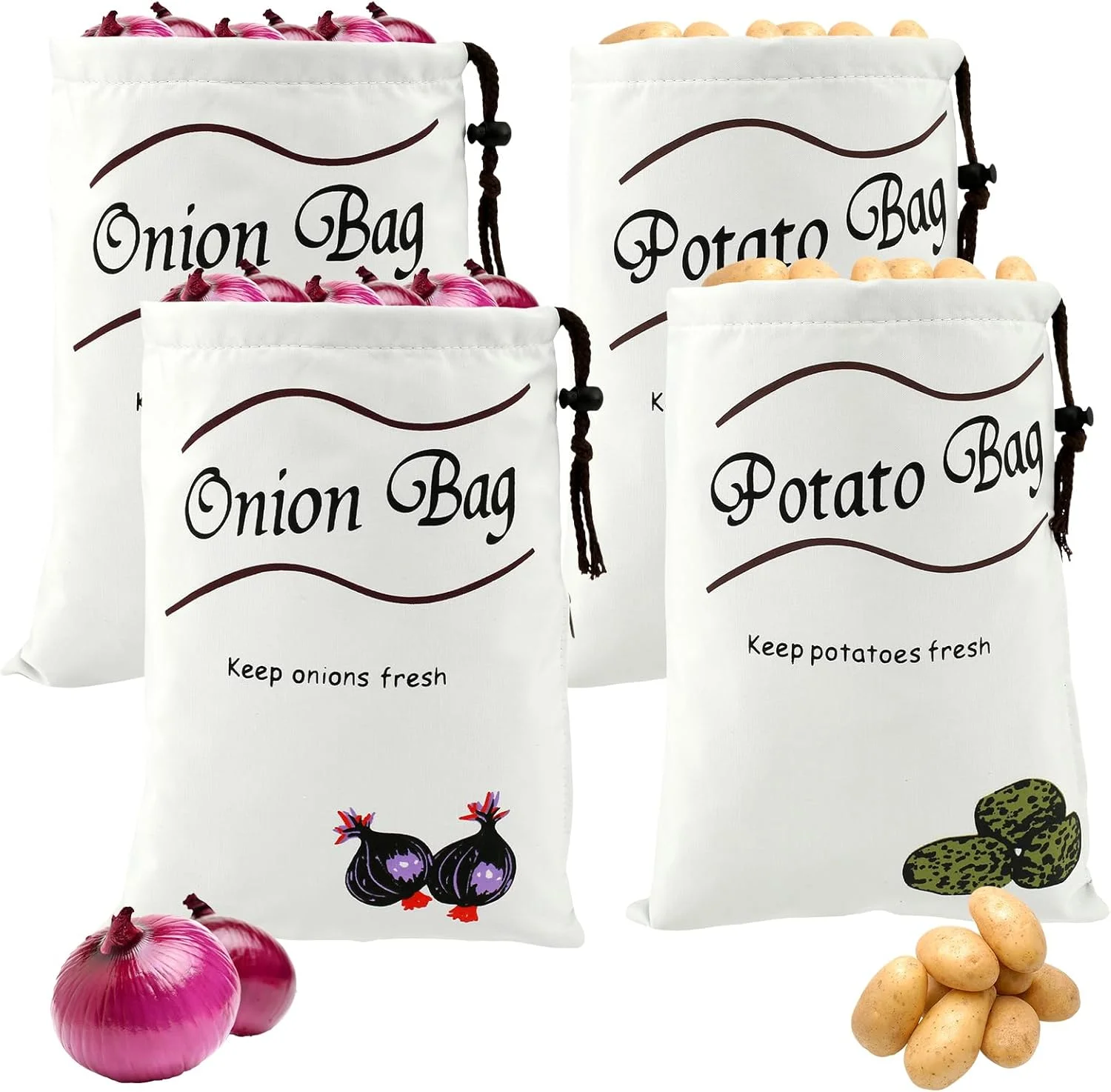 ست 4 عددی کیسه سیب زمینی و پیاز، کیسه های نگهداری سیب زمینی و پیاز با بند کشی، ظرفیت 3.6 کیلوگرم پیاز، کیسه های نگهداری سبزیجات پنبه ای قابل شستشو و بدون جوانه زدن سیب زمینی و پیاز با زیپ جانبی، کیسه نگهداری پیاز قابل استفاده مجدد ست 4 عددی کیسه سیب زمینی و پیاز، کیسه های نگهداری سیب زمینی و پیاز با بند کشی، ظرفیت 3.6 کیلوگرم پیاز، کیسه های نگهداری سبزیجات پنبه ای قابل شستشو و بدون جوانه زدن سیب زمینی و پیاز با زیپ جانبی، کیسه نگهداری پیاز قابل استفاده مجدد