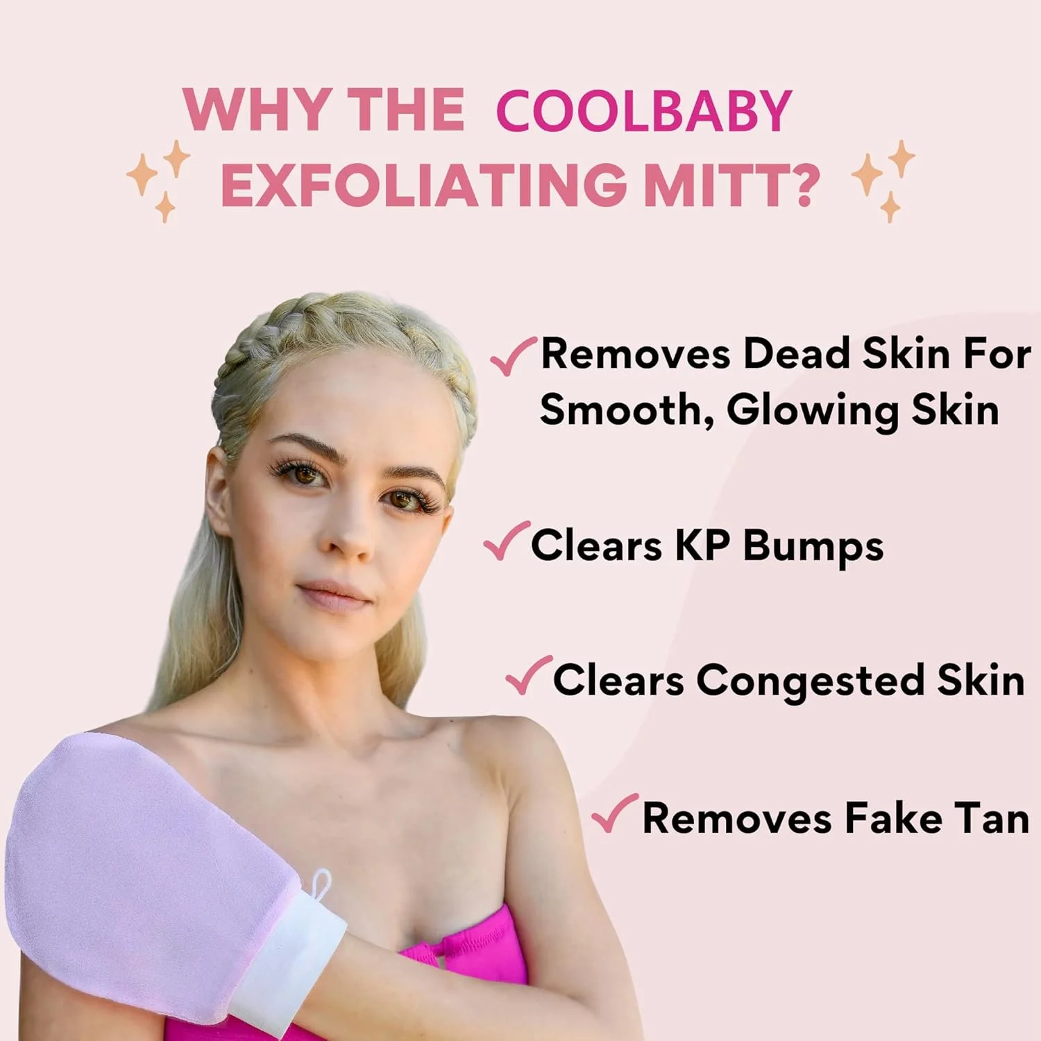 COOLBABY Deep Exfoliating Glove for Body - Shower Scrubbing Mitt for Softer Illuminate Skin, Dead Skin Remover for Women, Silky Smooth Skin(Pink) COOLBABY Deep Exfoliating Glove for Body - Shower Scrubbing Mitt for Softer Illuminate Skin, Dead Skin Remover for Women, Silky Smooth Skin(Pink)