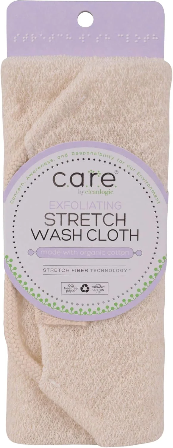 Cleanlogic Body Exfoliating Cloth, Stretchy Organic Sustainable Cotton Exfoliator Bath and Shower Washcloths, Reusable Daily Skincare Tool, 1 Count Cleanlogic Body Exfoliating Cloth, Stretchy Organic Sustainable Cotton Exfoliator Bath and Shower Washcloths, Reusable Daily Skincare Tool, 1 Count