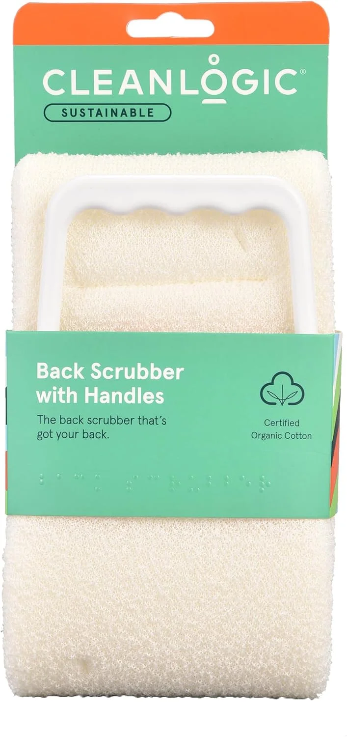 Cleanlogic Body Exfoliating Back Scrubber Cloth with Handles, Stretchy Organic Sustainable Cotton Exfoliator Bath and Shower Washcloths, Reusable Daily Skincare Tool, 1 Count Cleanlogic Body Exfoliating Back Scrubber Cloth with Handles, Stretchy Organic Sustainable Cotton Exfoliator Bath and Shower Washcloths, Reusable Daily Skincare Tool, 1 Count
