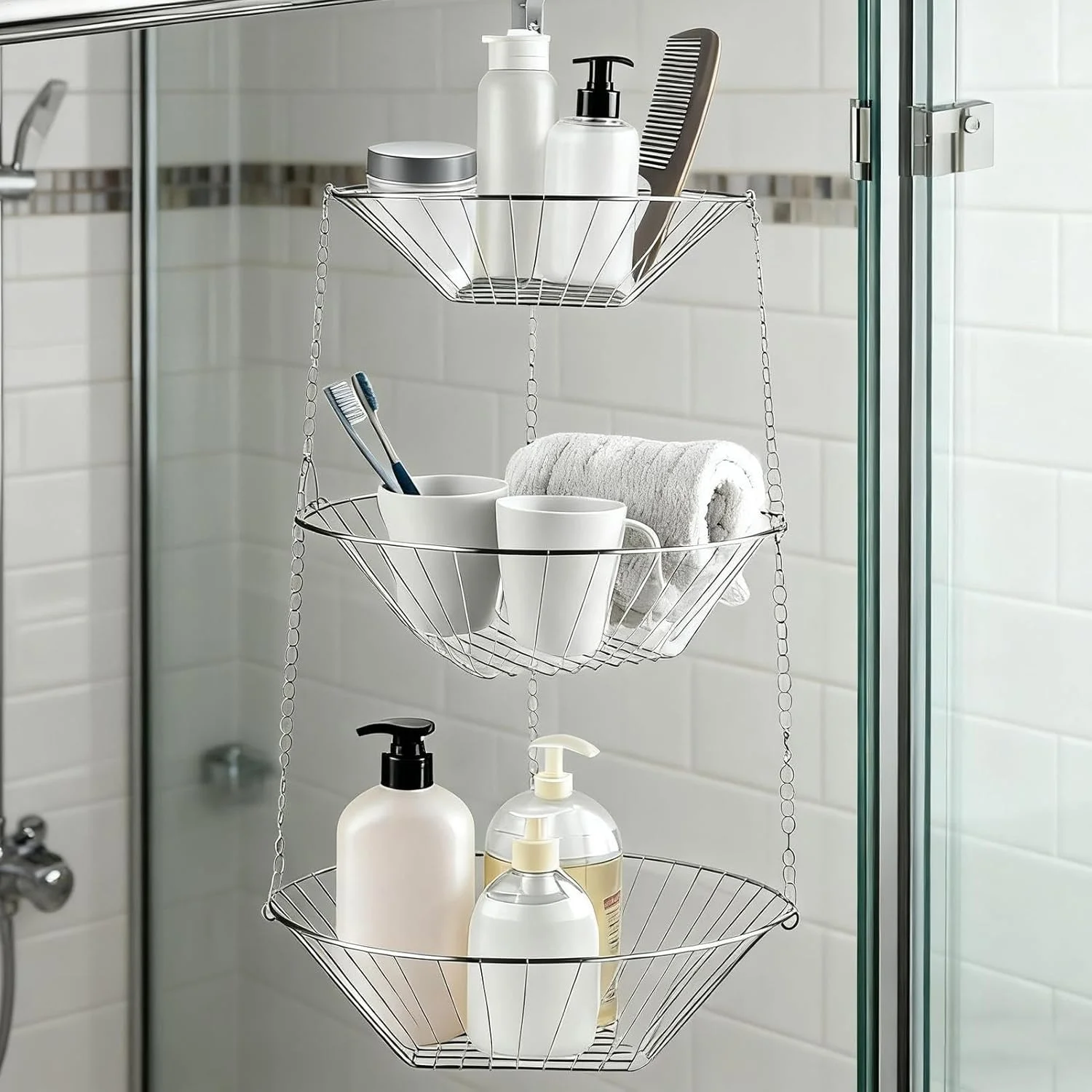 سبد سبزیجات برای آشپزخانه | قفسه سیمی صرفه جویی در فضا با 3 طبقه، سبد میوه و سبزیجات آشپزخانه - برای مواد غذایی، تنقلات، نان، سیب زمینی، پیاز، ابزار باغبانی، سازماندهی حمام، باغ، حیاط، انبار