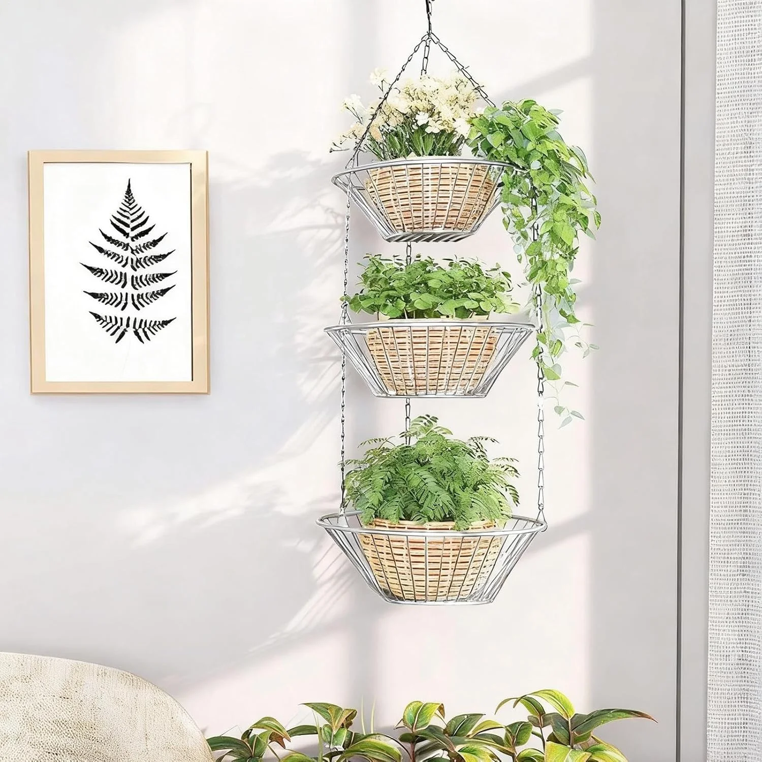 سبد میوه برای آشپزخانه | قفسه سیمی صرفه جویی در فضا با 3 طبقه، سبد میوه آشپزخانه و سازمان دهنده سبزیجات | برای نگهداری مواد غذایی، تنقلات، نان، سیب زمینی، پیاز، ابزار باغبانی، لوازم حمام، باغ، حیاط و سازماندهی انبار