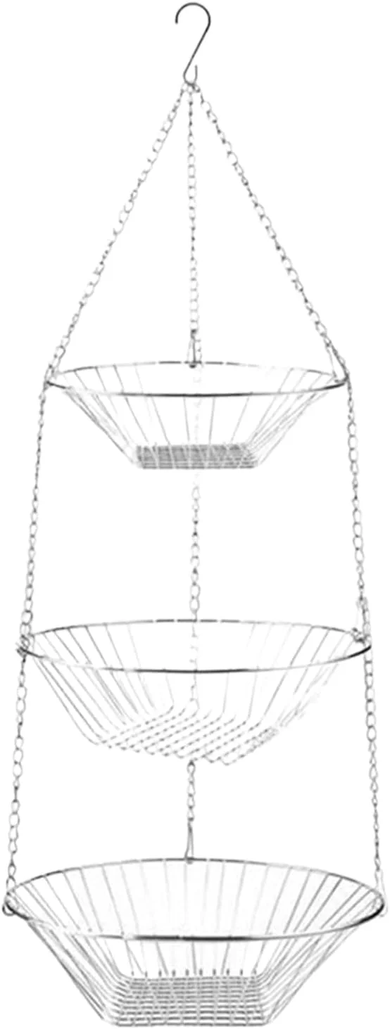 سبد سبزیجات برای آشپزخانه، قفسه سازمان دهنده سیم مفتولی 3 طبقه، سازمان دهنده سبد میوه و سبزیجات آشپزخانه، برای مواد غذایی، تنقلات، نان، سیب زمینی، پیاز، ابزار باغبانی، سازماندهی انباری حیاط باغ حمام