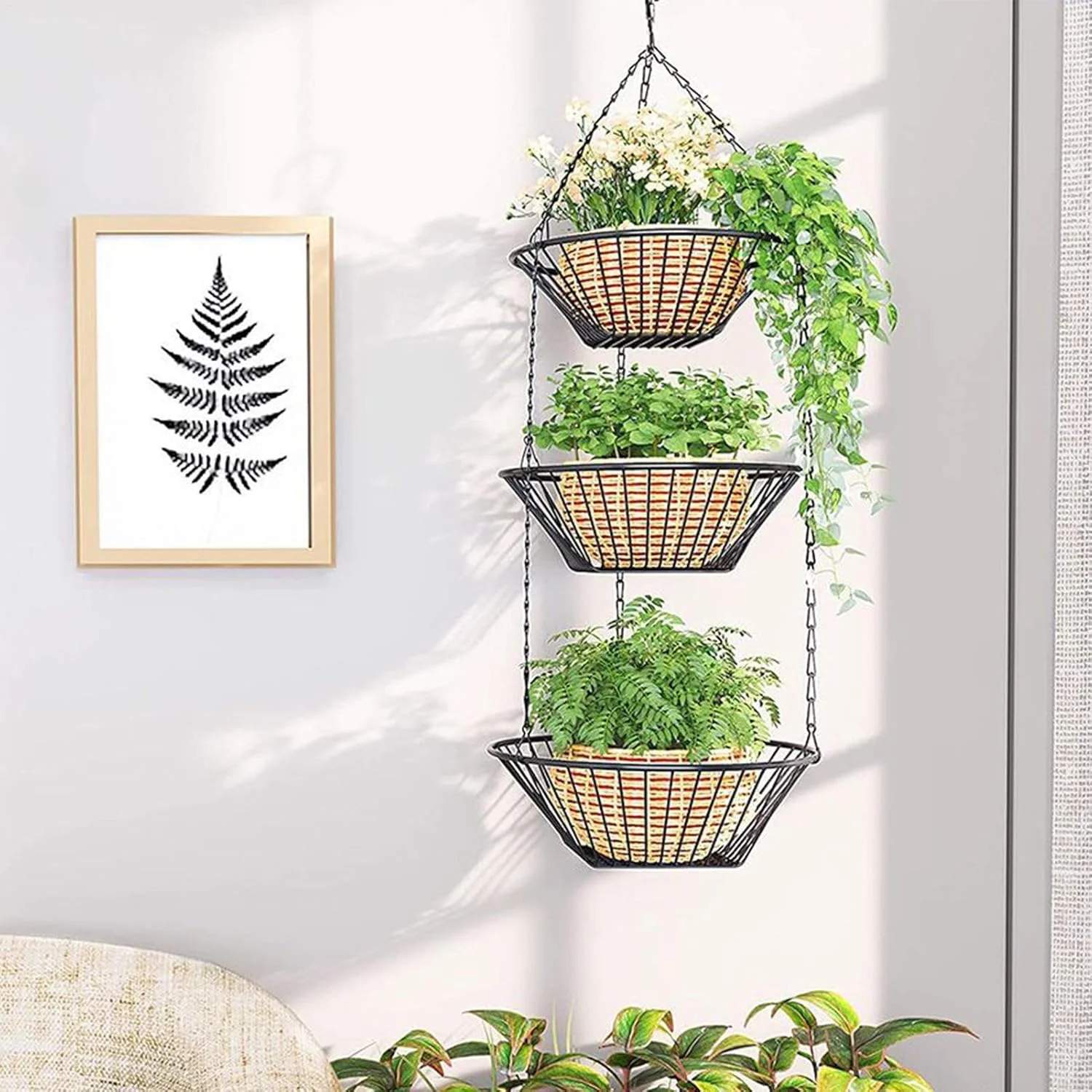 سبد سبزیجات | نگهدارنده 3 طبقه فلزی | سبد میوه فلزی طبقاتی آشپزخانه | برای نگهداری مواد غذایی، تنقلات، نان، سیب زمینی، پیاز، ابزار باغبانی، لوازم حمام، باغ، حیاط، سازماندهی انبار