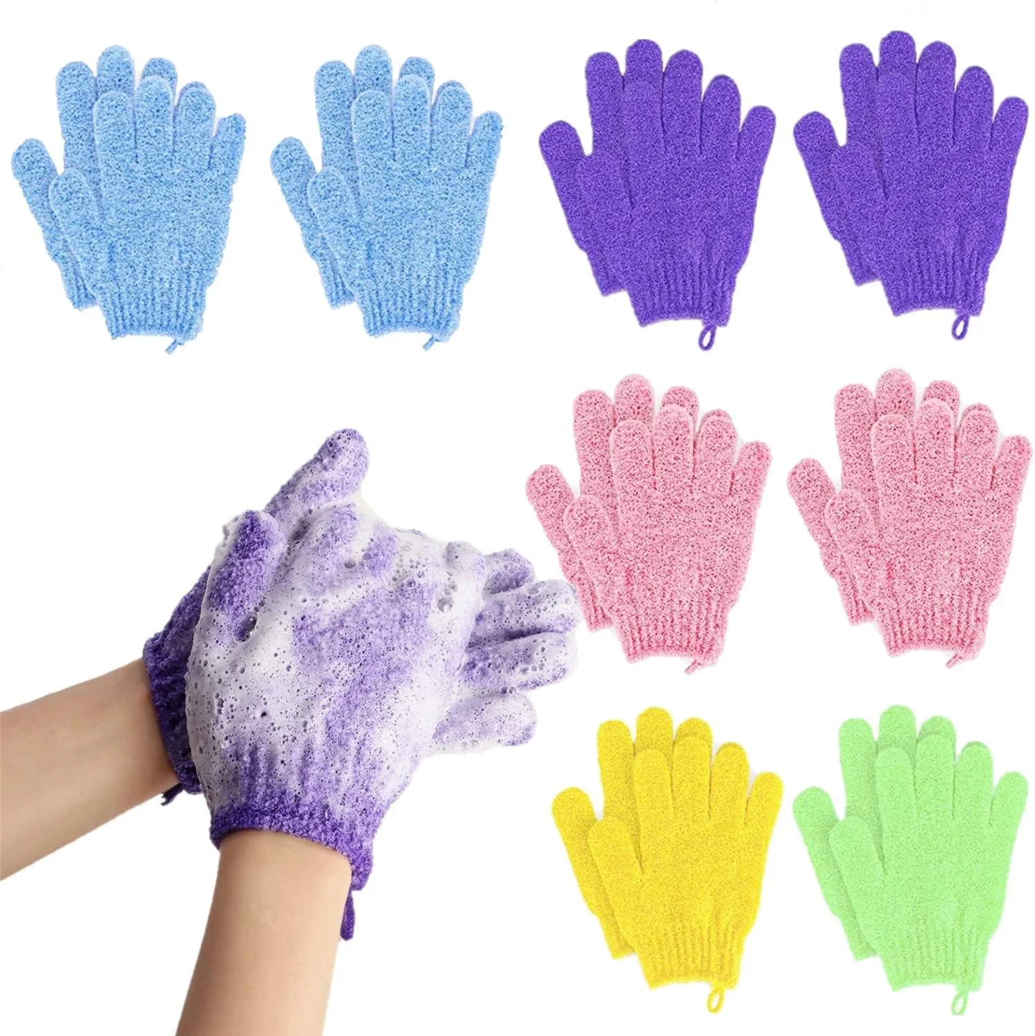 بیبی 8 جفت دستکش حمام لایه بردار، دستکش اسکراب لایه بردار، حلال حذف سلول های مرده پوست، لوازم جانبی لایه بردار دوش برای دوش، اسپا، ماساژ و اسکراب بدن برای مردان، زنان و کودکان بیبی 8 جفت دستکش حمام لایه بردار، دستکش اسکراب لایه بردار، حلال حذف سلول های مرده پوست، لوازم جانبی لایه بردار دوش برای دوش، اسپا، ماساژ و اسکراب بدن برای مردان، زنان و کودکان