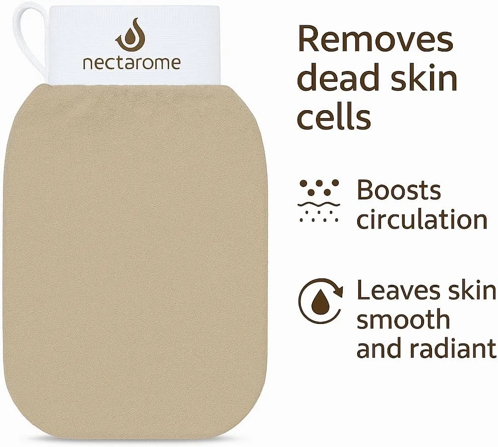 دستکش لایه بردار شنی Auramoon Nectarome - اسکرابر عمیق بدن برای از بین بردن تیرگی، پوست مرده و ناخالصی ها - بهبود گردش خون، نرم و روشن کننده پوست - بادوام و ملایم برای استفاده روزانه دستکش لایه بردار شنی Auramoon Nectarome - اسکرابر عمیق بدن برای از بین بردن تیرگی، پوست مرده و ناخالصی ها - بهبود گردش خون، نرم و روشن کننده پوست - بادوام و ملایم برای استفاده روزانه