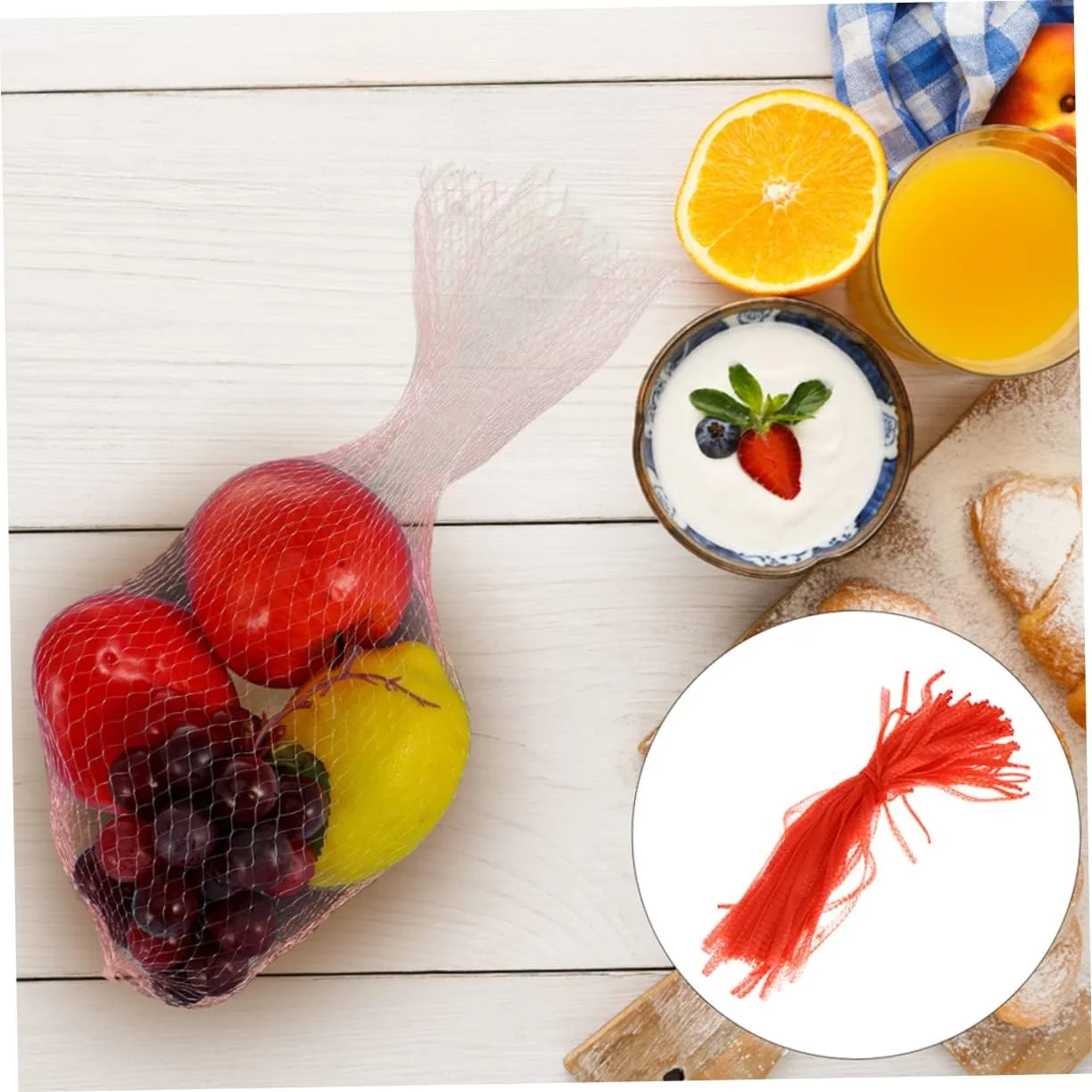 ارینگگوگو 50 عدد کیسه توری قرمز ریز برای نگهداری سبزیجات، کیسه های توری قابل تنفس برای پیاز، سیب زمینی، سیر، سبزیجات ریشه ای و میوه ها، مناسب برای نگهداری در آشپزخانه و خرید