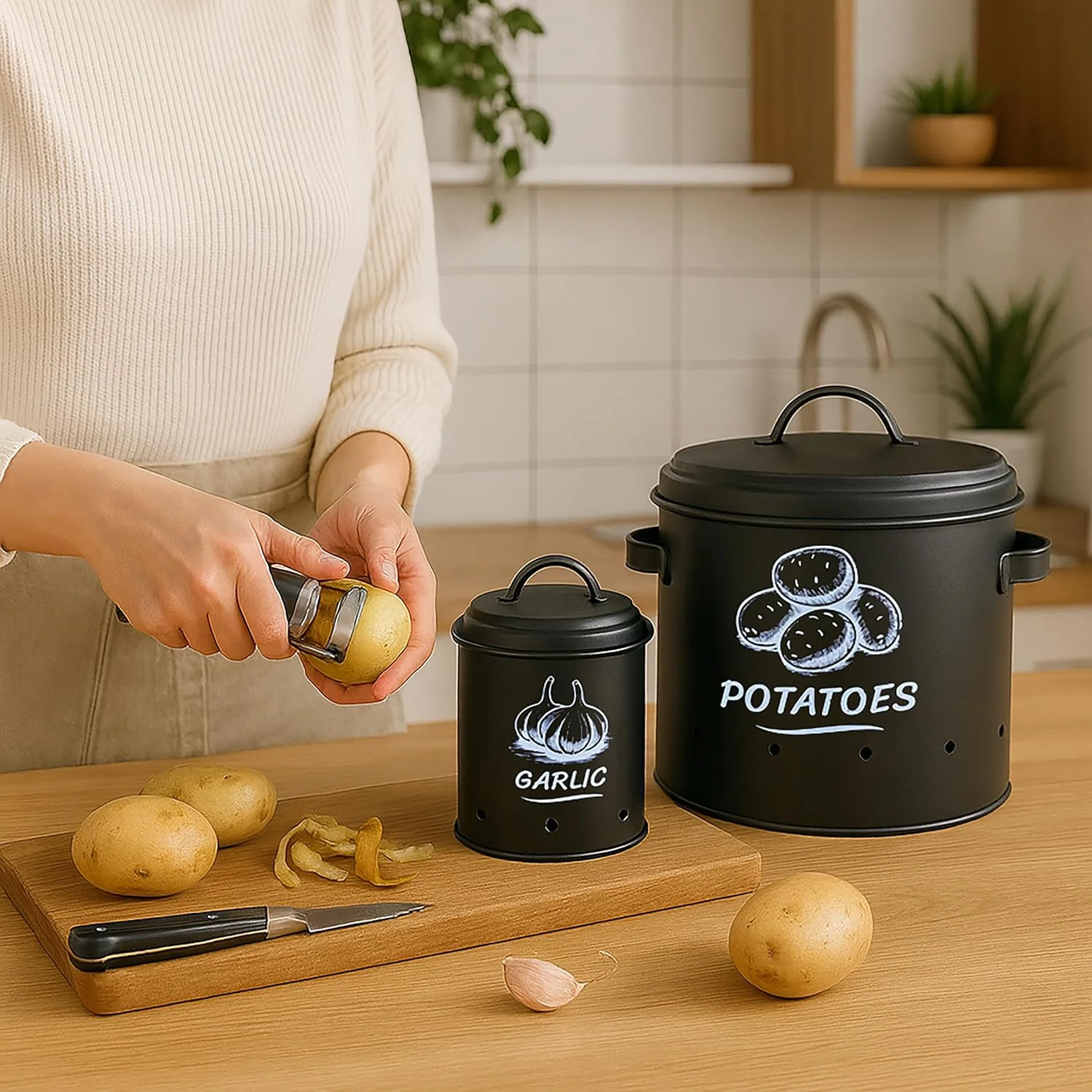 جعبه نگهداری سیب زمینی Relaxdays، پیاز، سیر، ست 3 عددی، با درب و سوراخ، فلزی، ظرف پیاز، مشکی جعبه نگهداری سیب زمینی Relaxdays، پیاز، سیر، ست 3 عددی، با درب و سوراخ، فلزی، ظرف پیاز، مشکی
