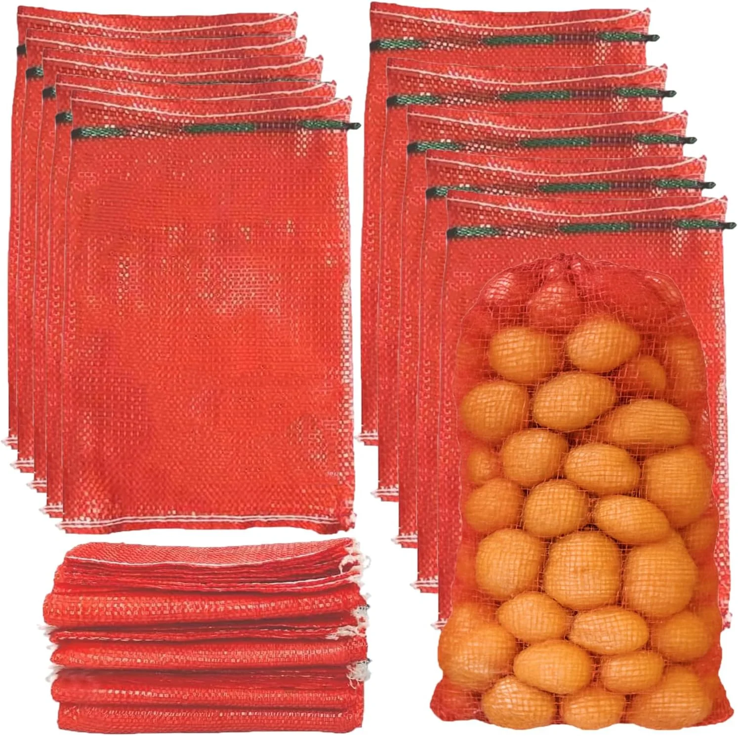 بسته 10 عددی کیسه توری CYRYLC - کیسه توری پیاز (28 × 46 سانتی متر) کیسه های ذخیره سازی سبزیجات قابل استفاده مجدد 4.5 کیلوگرمی برای پیاز، سیب زمینی، هیزم و خرچنگ