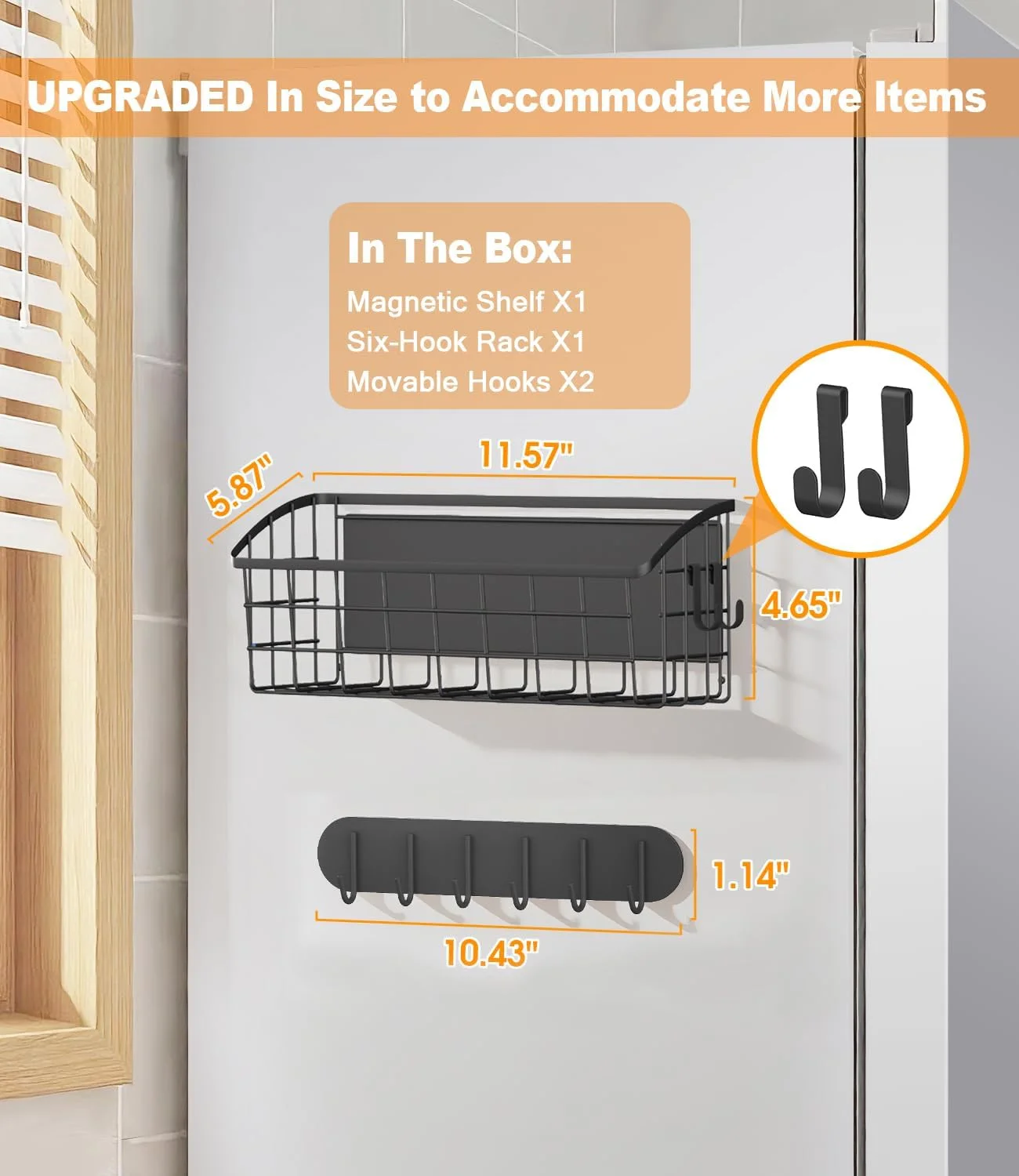 یک عدد قفسه مغناطیسی یخچال، با 2 قلاب متحرک و 1 قفسه قلاب دار، قفسه مغناطیسی یخچال، قفسه های نگهداری سیب زمینی پیاز میوه، سازمان دهنده بزرگ قفسه ادویه مغناطیسی برای یخچال، اجاق گاز، لباسشویی