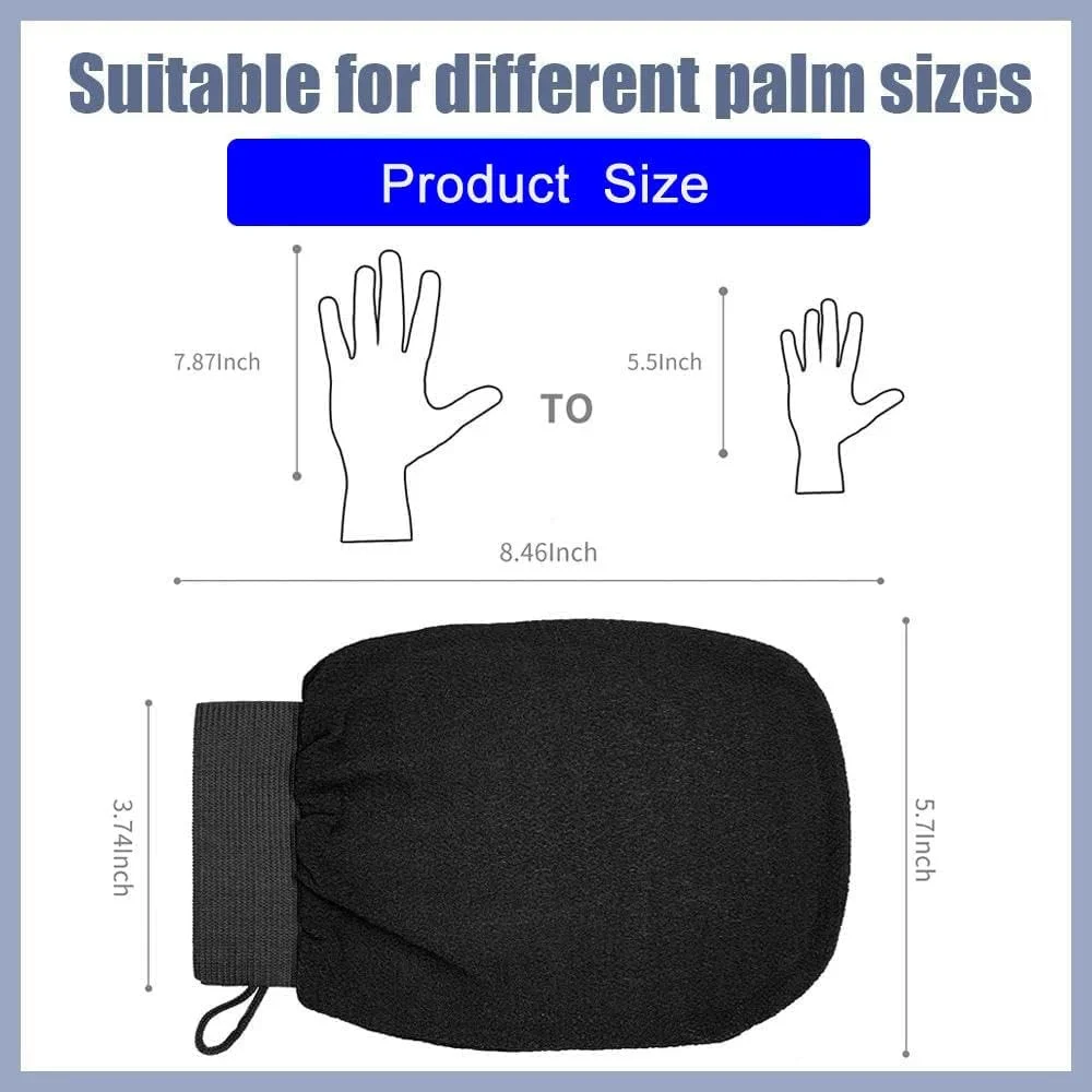 دستکش لایه بردار مشکی دو عددی به همراه آویز – پاکسازی عمیق منافذ، احیای پوست و دستکش های اسپا سازگار با محیط زیست برای آقایان و بانوان