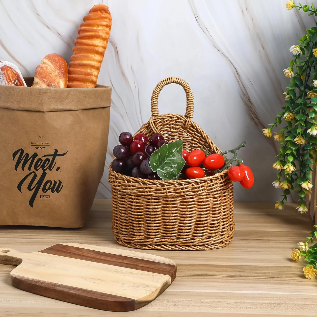 سبد آویز دیواری DOITOOL برای آشپزخانه: سبد آویز کوچک بوهو برای سازماندهی انبار سیب زمینی سیر پیاز ذخیره سازی دیوار آشپزخانه خانه رستوران 23.5x19 سانتی متر