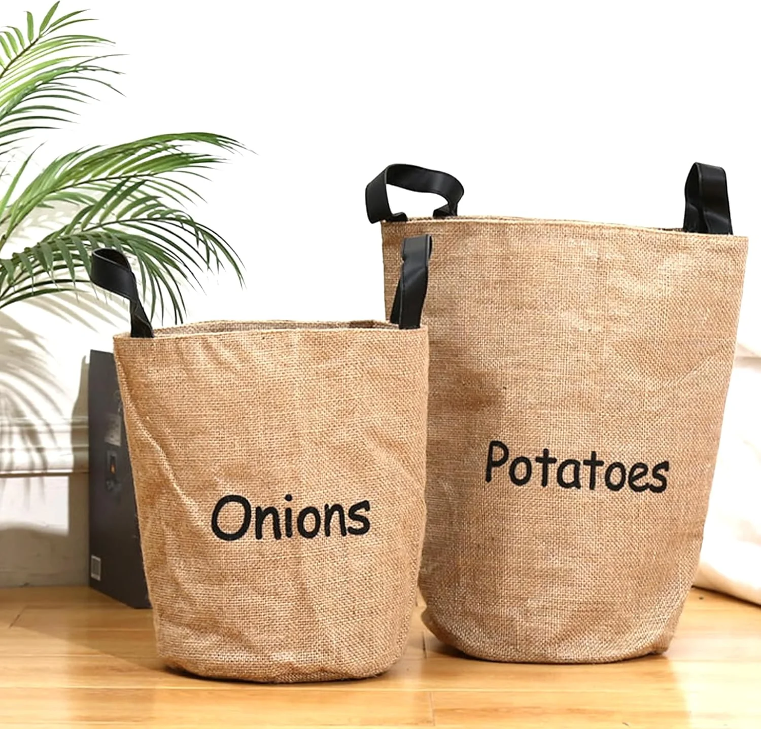 CXAFQ ست 2 عددی کیسه سیب زمینی و پیاز، جنس کتان و پنبه ای، نگهداری سبزیجات، کیسه نگهداری مواد غذایی سبزیجات با گردش هوای 360 درجه، سبزیجات را برای مدت طولانی تری تازه نگه می دارد، ست برای پیشخوان آشپزخانه