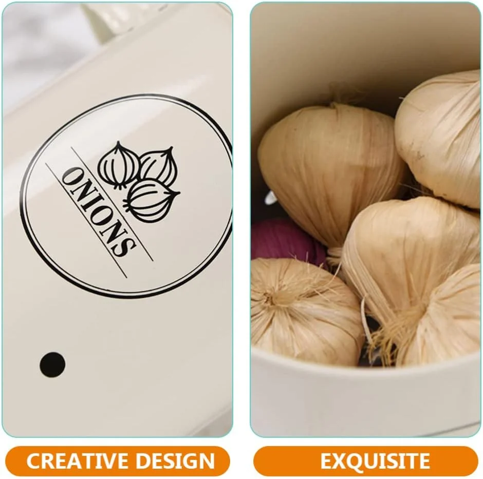 ظرف برنج، سازمان دهنده انبار با درب، سطل سیب زمینی و سیر، ظروف فلزی به سبک خانه های روستایی، محفظه نگهداری محصولات تازه برای آشپزخانه، جعبه فلزی نگهداری سیب زمینی، پیاز، زنجبیل و سیر