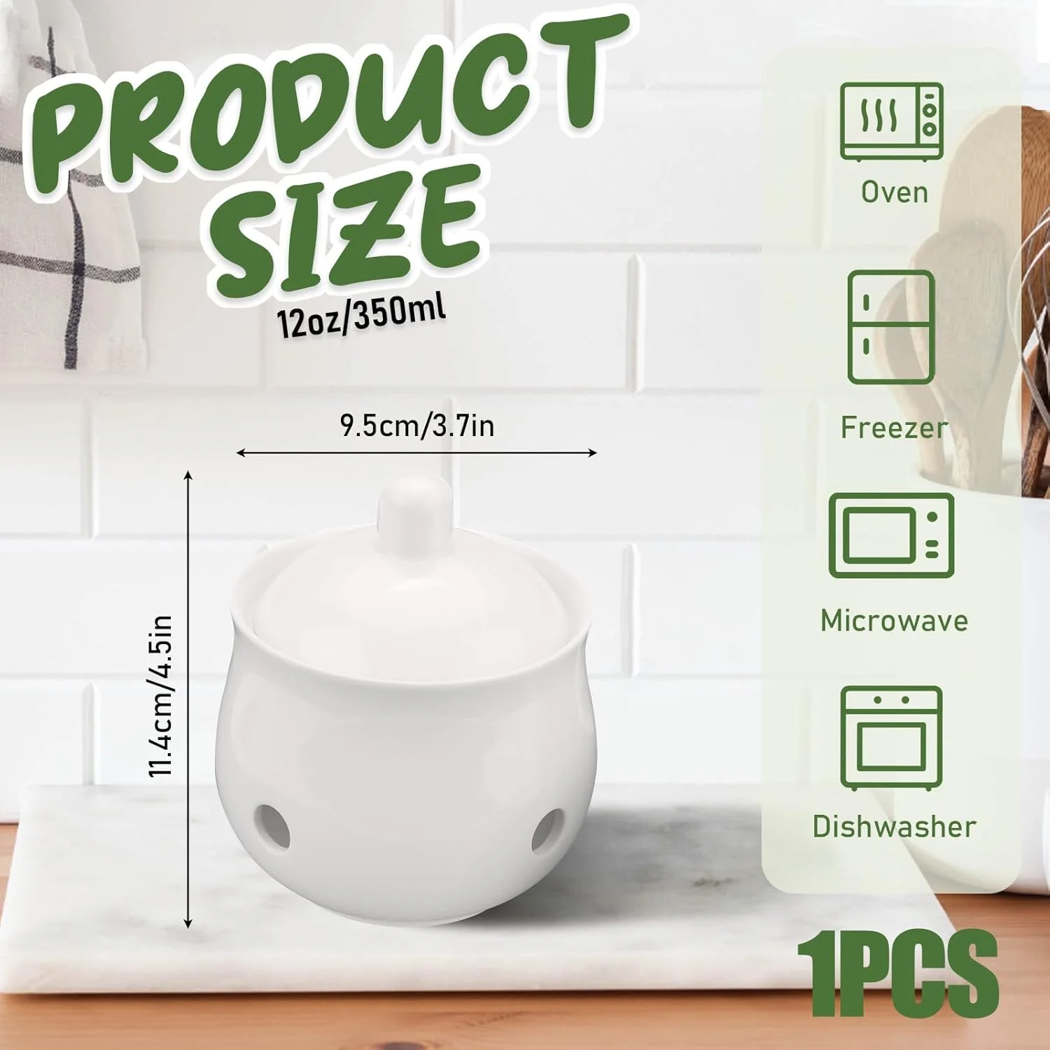 Ceramic Garlic Keeper for Counter, Garlic Holder Storage Jar with Lid, Vented Ginger Potato and Onion Storage Containers for Kitchen Countertop Decor (White)