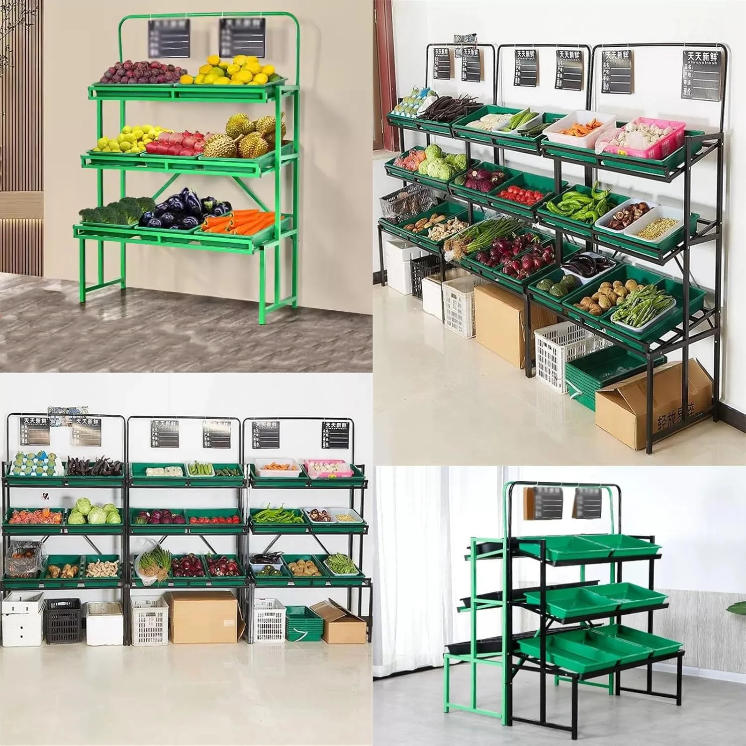 قفسه ایستاده ذخیره سازی سبزیجات با ظرفیت بزرگ، سبد طبقه بندی شده برای پیاز و سیب زمینی، سبد میوه برای کف آشپزخانه، قفسه تنقلات برای کسب و کار (سبز، مدل 3) قفسه ایستاده ذخیره سازی سبزیجات با ظرفیت بزرگ، سبد طبقه بندی شده برای پیاز و سیب زمینی، سبد میوه برای کف آشپزخانه، قفسه تنقلات برای کسب و کار (سبز، مدل 3)