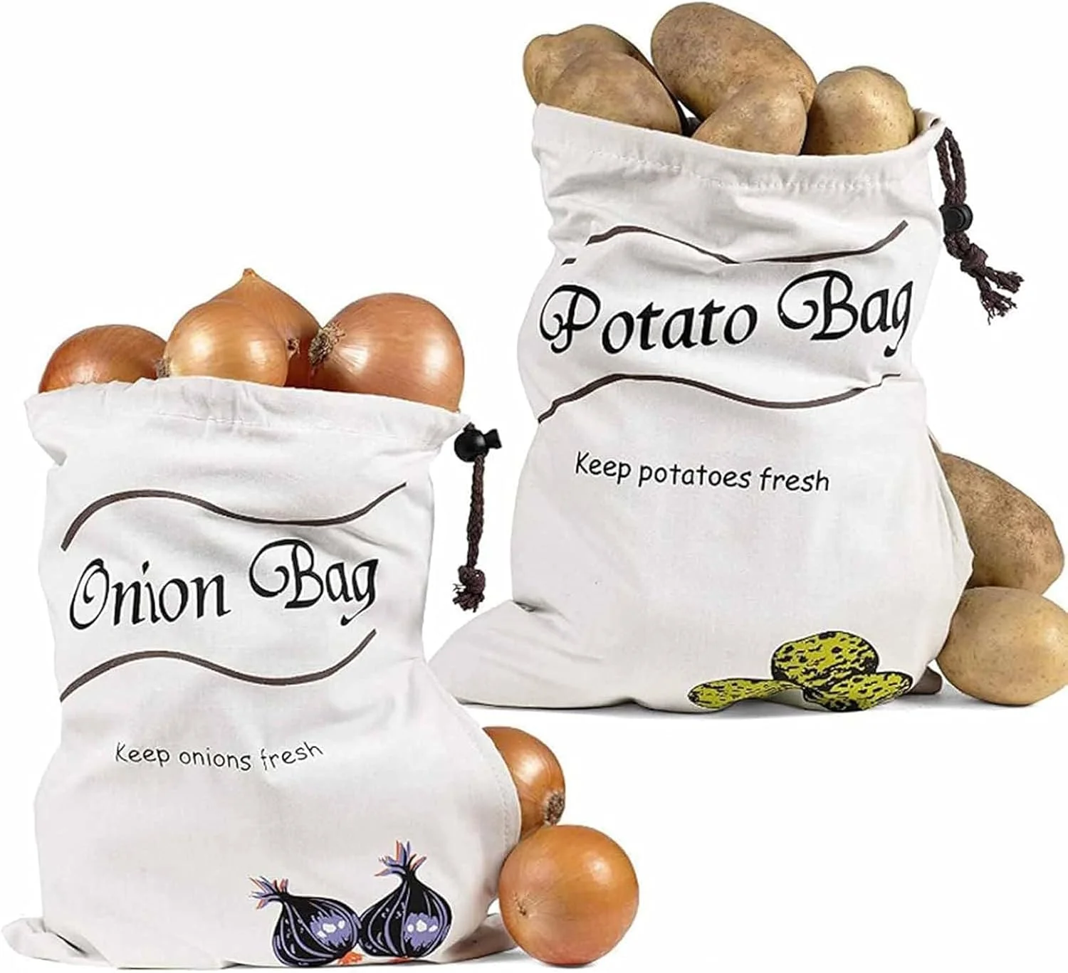 کیسه های نگهدارنده پیاز و سیب زمینی Bukela، ظروف آشپزخانه پنبه ای سبزیجات، برای سازماندهی انبار و خانه، ظرف غذا با جیب به سبک خانه های روستایی برای آشپزخانه کیسه های نگهدارنده پیاز و سیب زمینی Bukela، ظروف آشپزخانه پنبه ای سبزیجات، برای سازماندهی انبار و خانه، ظرف غذا با جیب به سبک خانه های روستایی برای آشپزخانه