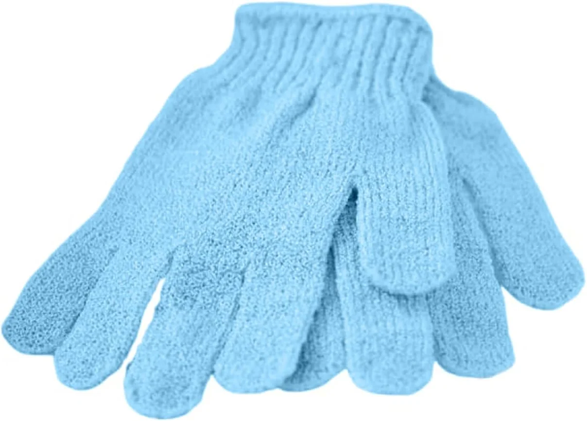 دستکش لایه بردار دو بافت تزویق، اسکرابر حمام، لیف لایه بردار پشت برای دوش، اسپا و اسکراب بدن (آبی) دستکش لایه بردار دو بافت تزویق، اسکرابر حمام، لیف لایه بردار پشت برای دوش، اسپا و اسکراب بدن (آبی)