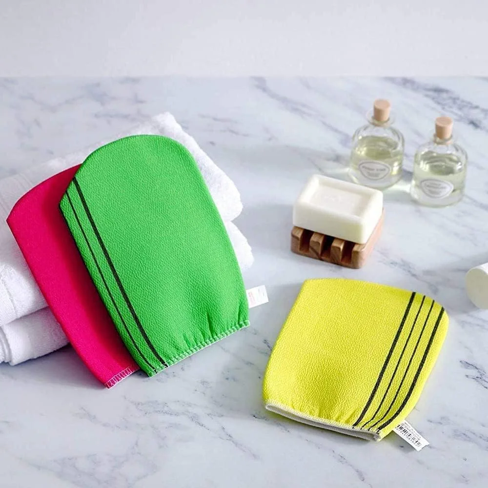 لیف حمام لایه بردار ضد آفتاب، پارچه حوله ای کره ای برای لایه برداری، دستکش اسکراب لایه بردار برای حمام و دوش، از بین بردن سلول های خشک و مرده پوست، مناسب برای انواع پوست، بسته 3 عددی لیف حمام لایه بردار ضد آفتاب، پارچه حوله ای کره ای برای لایه برداری، دستکش اسکراب لایه بردار برای حمام و دوش، از بین بردن سلول های خشک و مرده پوست، مناسب برای انواع پوست، بسته 3 عددی