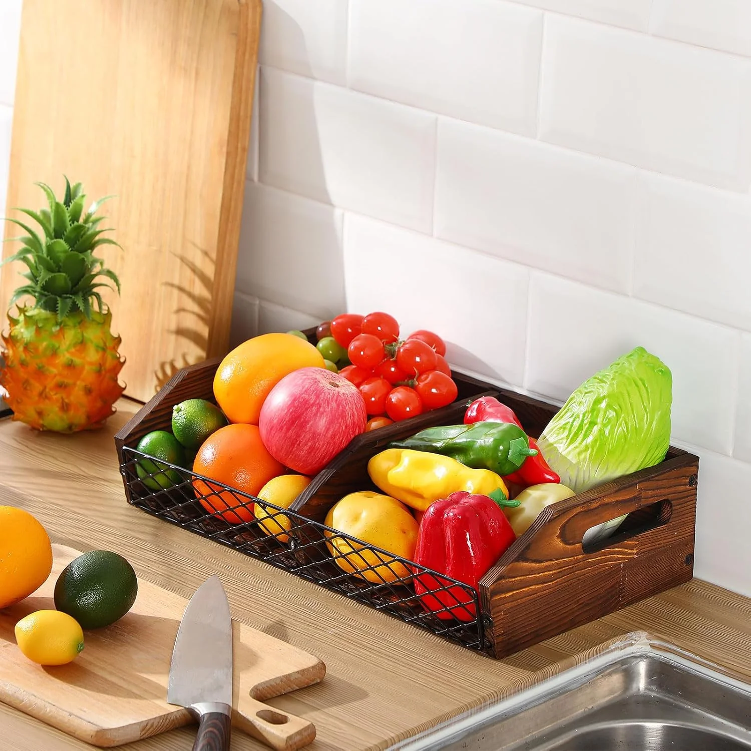 سبد ذخیره سازی چوبی دو محفظه ای Blushtier، سازمان دهنده انبار و سبدهای ذخیره سازی، سبد میوه سیب زمینی و پیاز برای پیشخوان آشپزخانه و نگهداری سبزیجات، قهوه ای سبد ذخیره سازی چوبی دو محفظه ای Blushtier، سازمان دهنده انبار و سبدهای ذخیره سازی، سبد میوه سیب زمینی و پیاز برای پیشخوان آشپزخانه و نگهداری سبزیجات، قهوه ای