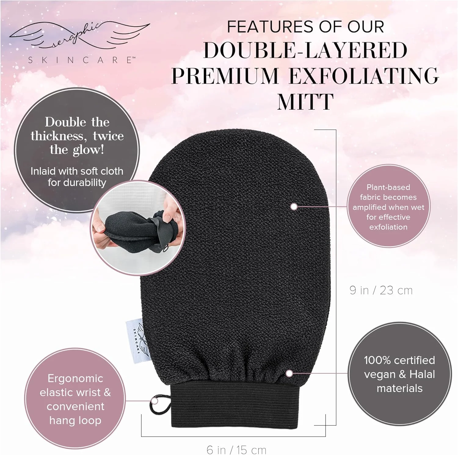 دستکش لایه بردار دو لایه کره ای Seraphic Skincare برای لایه برداری عمیق - دستکش لایه بردار الیاف ویسکوز برای دستیابی به پوستی صاف و درخشان - از بین برنده و پخش کننده برنزه کننده خودکار برای برنزه شدن یکنواخت و بی نقص دستکش لایه بردار دو لایه کره ای Seraphic Skincare برای لایه برداری عمیق - دستکش لایه بردار الیاف ویسکوز برای دستیابی به پوستی صاف و درخشان - از بین برنده و پخش کننده برنزه کننده خودکار برای برنزه شدن یکنواخت و بی نقص