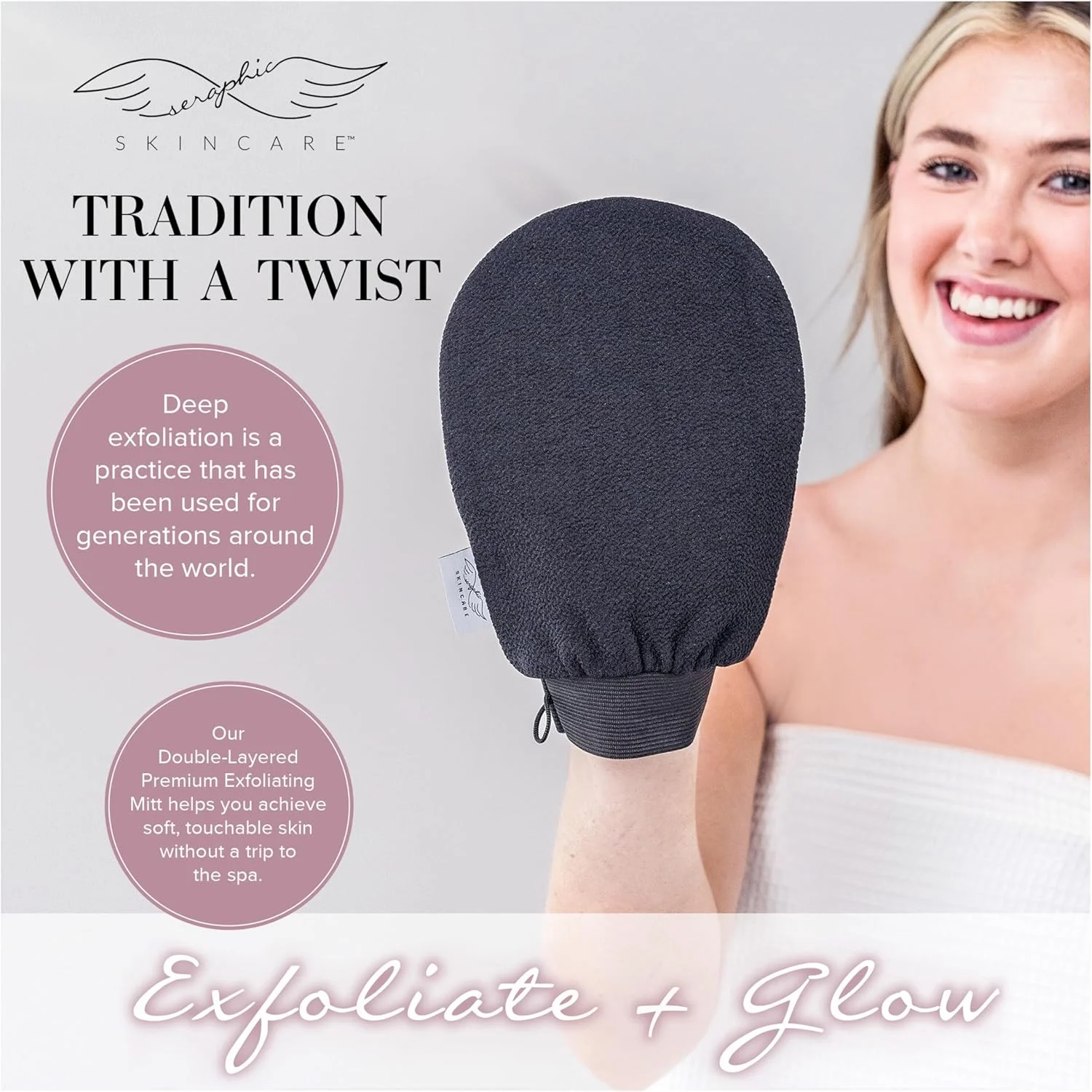 دستکش لایه بردار دو لایه کره ای Seraphic Skincare برای لایه برداری عمیق - دستکش لایه بردار الیاف ویسکوز برای دستیابی به پوستی صاف و درخشان - از بین برنده و پخش کننده برنزه کننده خودکار برای برنزه شدن یکنواخت و بی نقص دستکش لایه بردار دو لایه کره ای Seraphic Skincare برای لایه برداری عمیق - دستکش لایه بردار الیاف ویسکوز برای دستیابی به پوستی صاف و درخشان - از بین برنده و پخش کننده برنزه کننده خودکار برای برنزه شدن یکنواخت و بی نقص