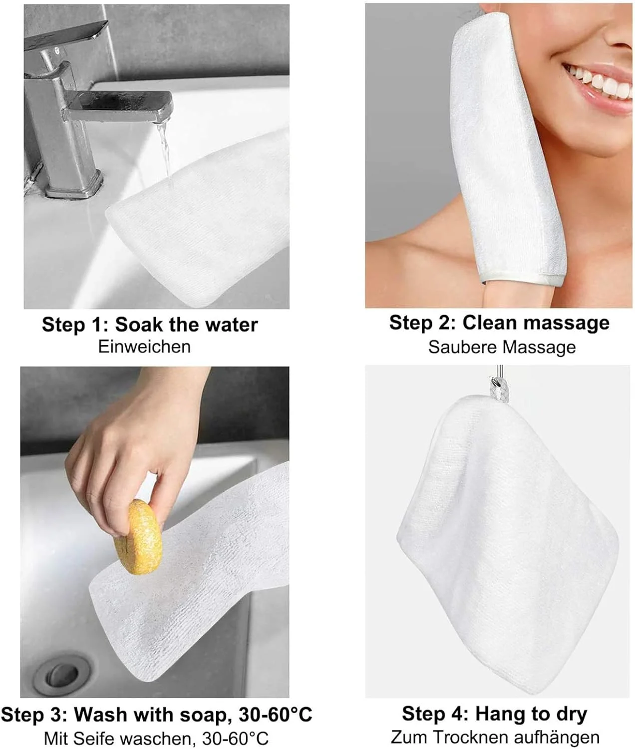 PHOGARY 10 Pack Microfiber Body Wash Mitts, Soft Face Mitten, Bath Spa Cloth, Reusable Makeup Remover Mitt Gloves, European Style Wash Cloth, 6×8 inch (White) PHOGARY 10 Pack Microfiber Body Wash Mitts, Soft Face Mitten, Bath Spa Cloth, Reusable Makeup Remover Mitt Gloves, European Style Wash Cloth, 6×8 inch (White)