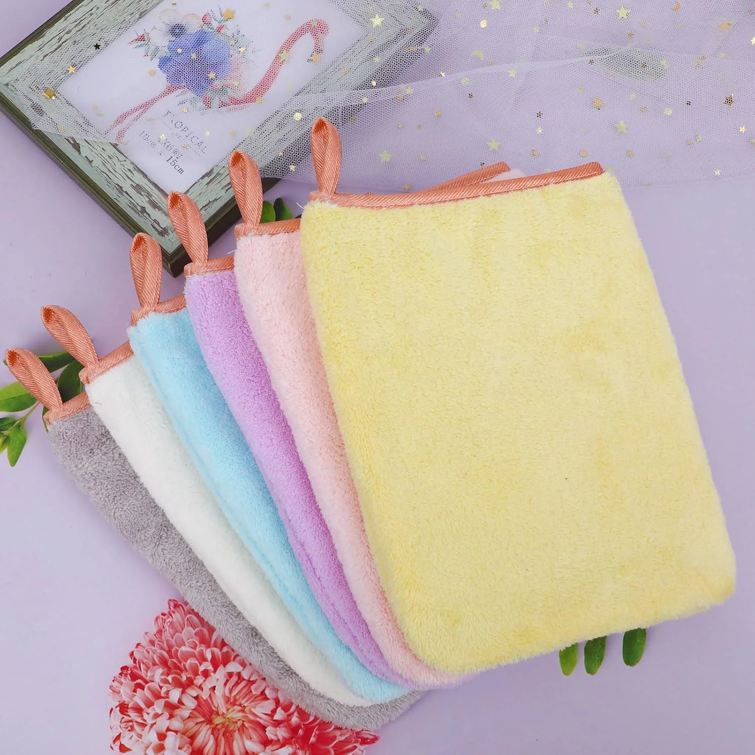 دستمال حوله ای میکروفایبر شستشوی بدن PHOGARY، بسته 6 عددی، 15x21 سانتی متر، فوق العاده جاذب و نرم، پارچه اسپا برای پاکسازی صورت و بدن، دستکش های پاک کننده آرایش قابل استفاده مجدد، 6 رنگ