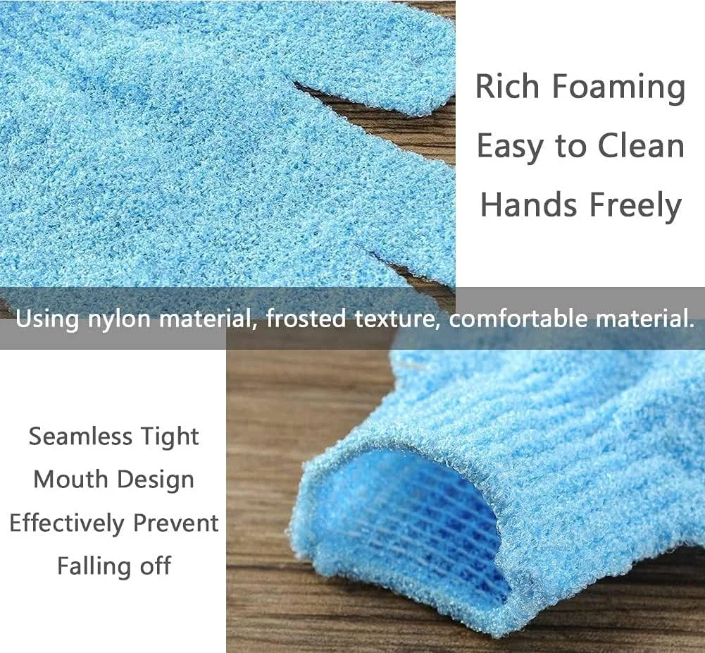 دو عدد دستکش لایه بردار بدن، دستکش حمام اسکراب بدن، دستکش لایه بردار دو طرفه برای پاکسازی بدن، اسکرابر دوش پوست (آبی) دو عدد دستکش لایه بردار بدن، دستکش حمام اسکراب بدن، دستکش لایه بردار دو طرفه برای پاکسازی بدن، اسکرابر دوش پوست (آبی)