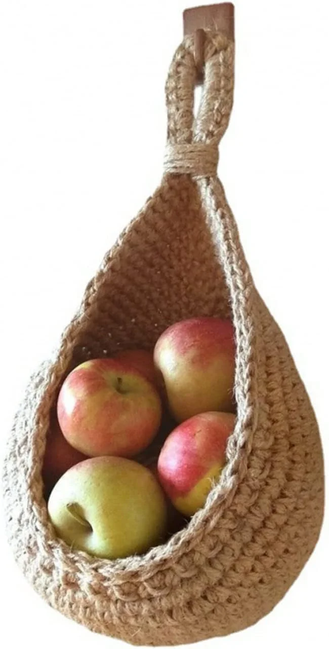 BaiBnn Hanging Vegetable Rack Jute Potato And Onion Storage Basket For Pantry Potato Onion Garlic Storage Kitchen Decor Wall Hanging Potato Basket (Color : Brown, Size : 10x11.5cm)