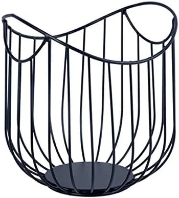 سبد میوه AUEMNUR، سبد میوه آهنی برای مصارف خانگی، اتاق نشیمن، سبد نگهداری آشپزخانه، سبد سبزیجات، سبک لوکس ساده و خلاقانه اروپایی، مشکی/سفید/آبی دودی، کوچک (Hortel)