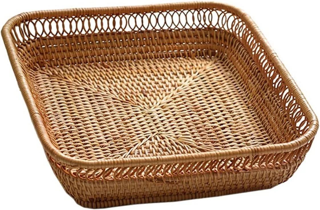 AUEMNUR Fruit tray Woven Storage Basket Rattan Bread Basket Fruit Basket Serving Baskets For Home Kitchen Desk Candy Sundries Organizer AUEMNUR Fruit tray Woven Storage Basket Rattan Bread Basket Fruit Basket Serving Baskets For Home Kitchen Desk Candy Sundries Organizer