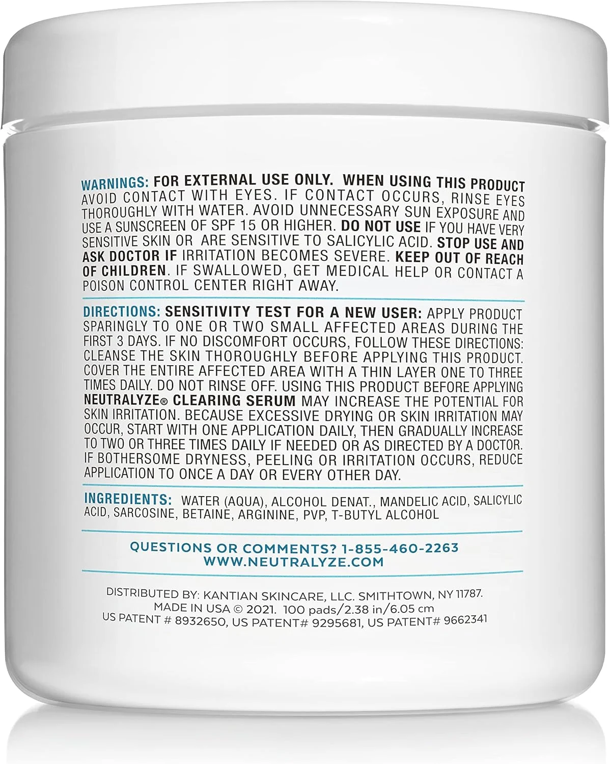 پدهای لایه بردار نوترالیز (100 عدد) - پدهای درمان آکنه با حداکثر قدرت با 2% اسید سالیسیلیک + 1% اسید ماندلیک + فناوری مراقبت از پوست نیتروژن بوست پدهای لایه بردار نوترالیز (100 عدد) - پدهای درمان آکنه با حداکثر قدرت با 2% اسید سالیسیلیک + 1% اسید ماندلیک + فناوری مراقبت از پوست نیتروژن بوست